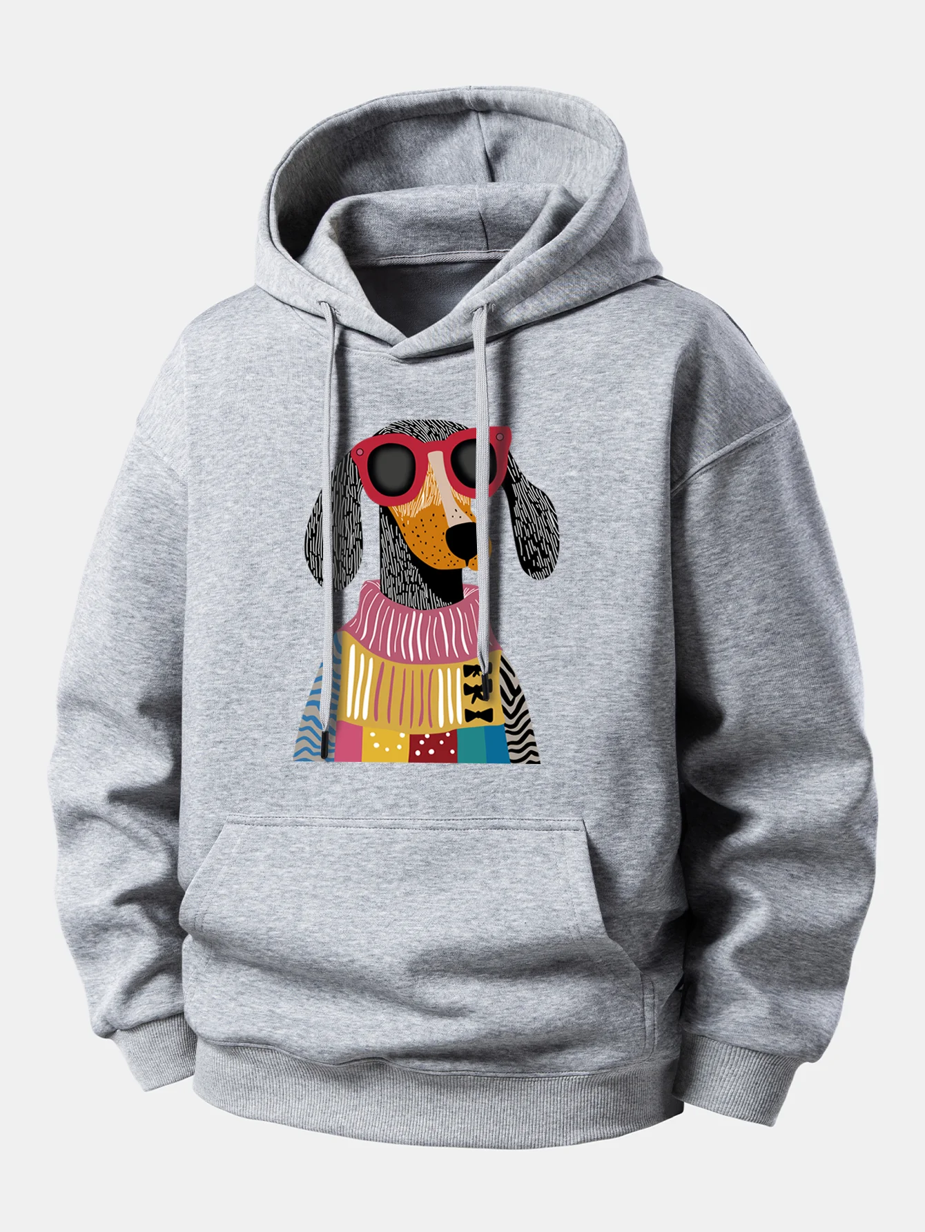 Colorful Sweater Dog Print Relax Fit Hoodie - Image 5