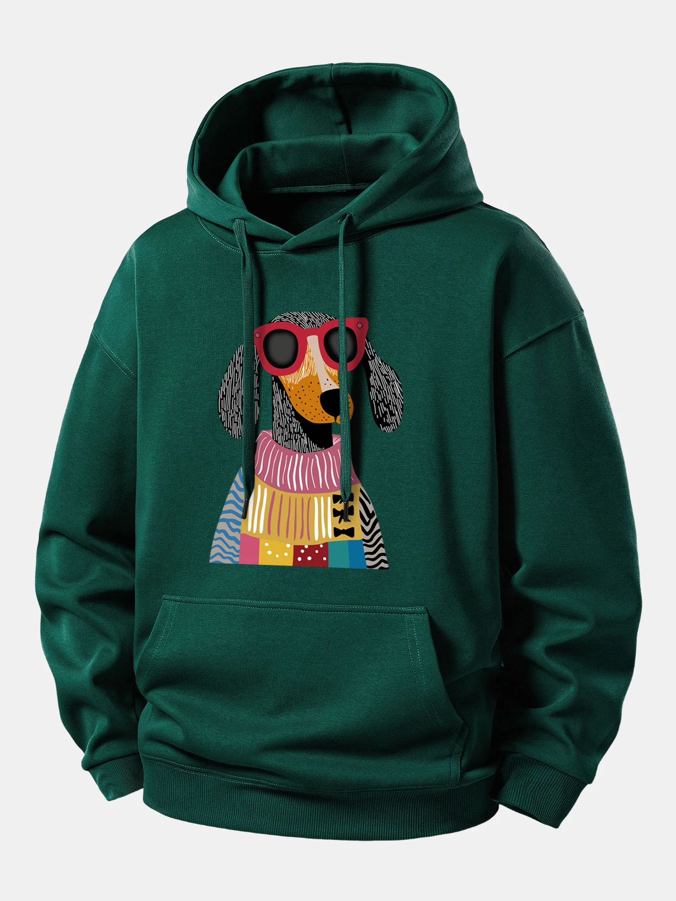 Colorful Sweater Dog Print Relax Fit Hoodie - Image 7