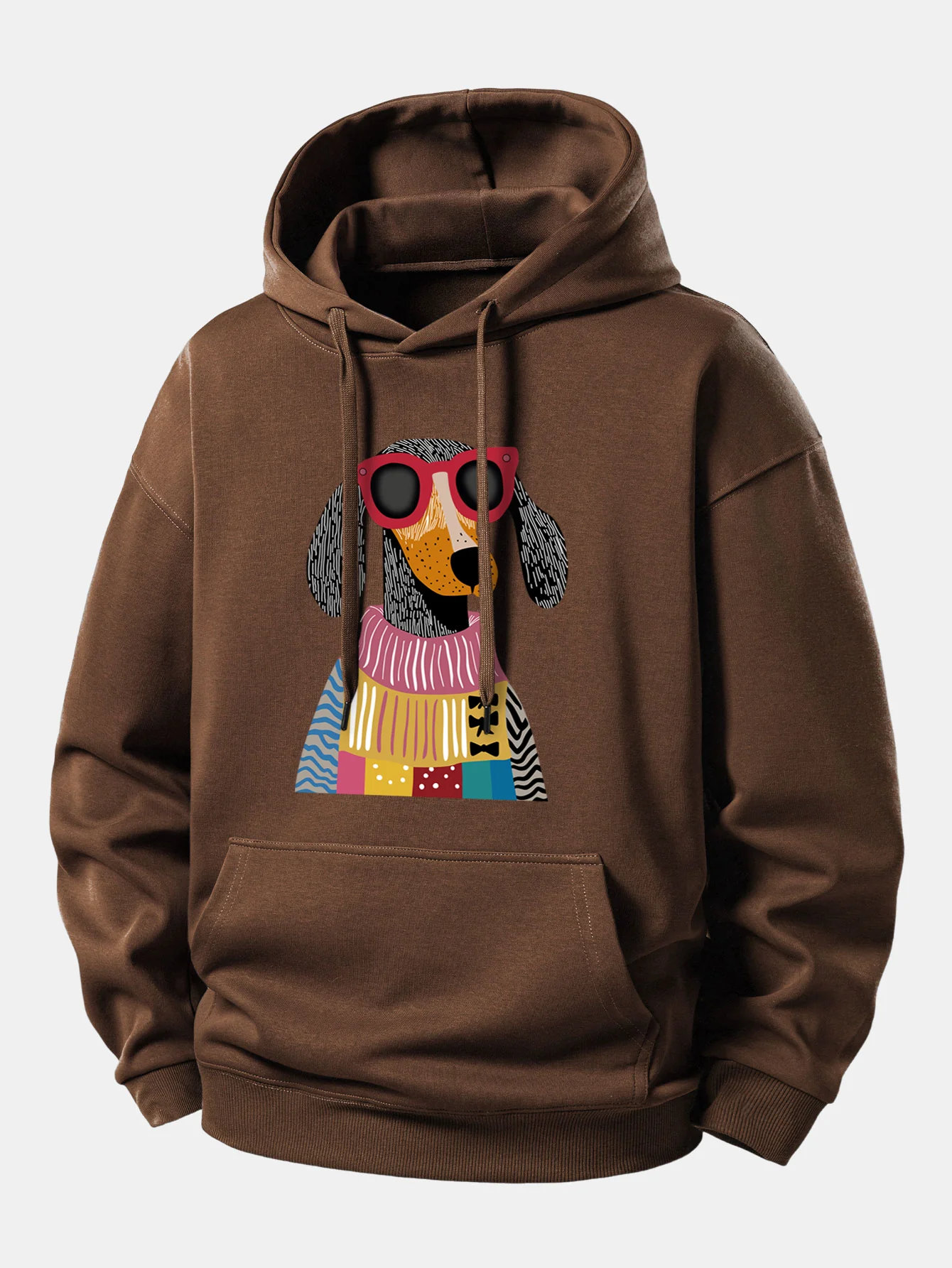 Colorful Sweater Dog Print Relax Fit Hoodie - Image 8