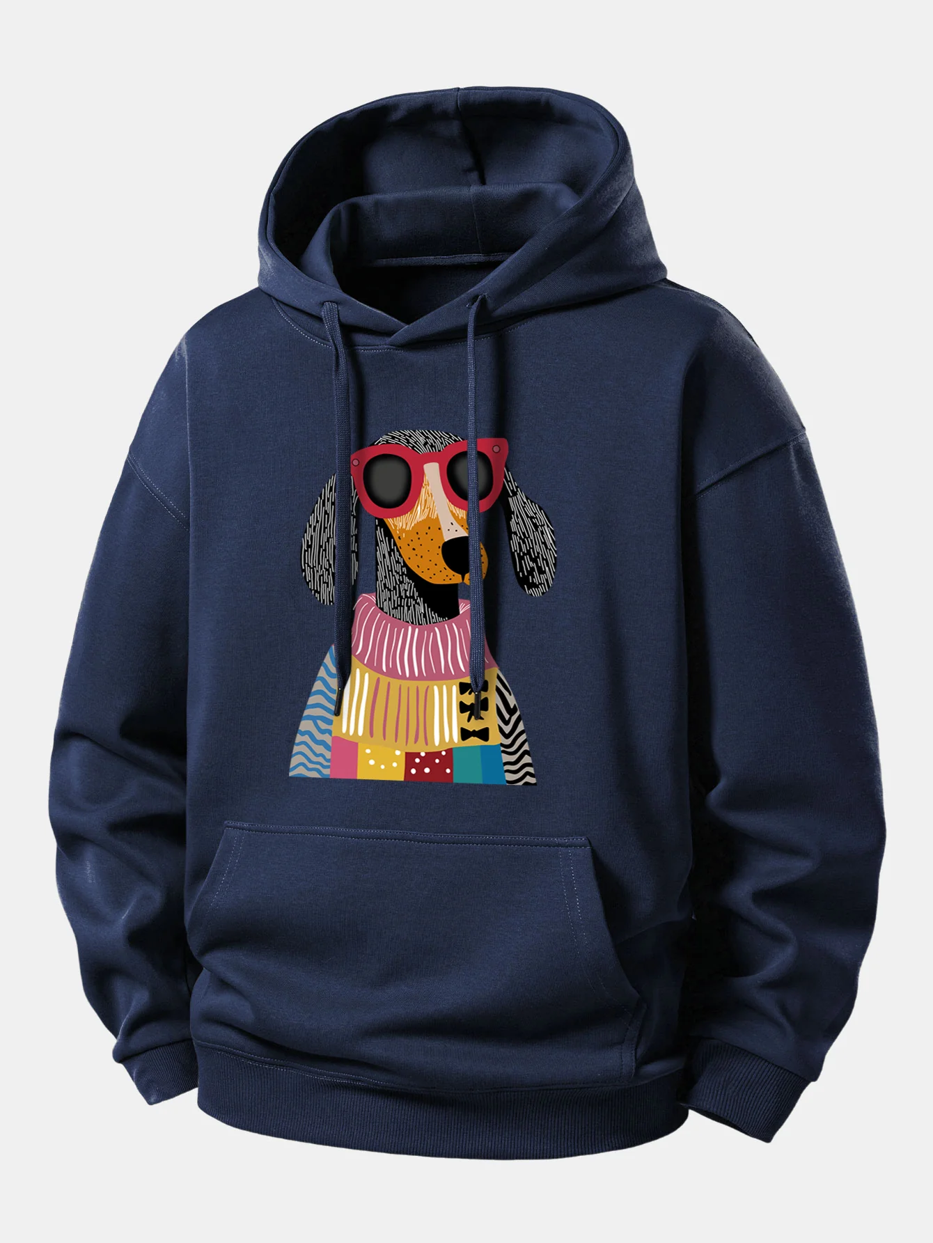 Colorful Sweater Dog Print Relax Fit Hoodie - Image 9