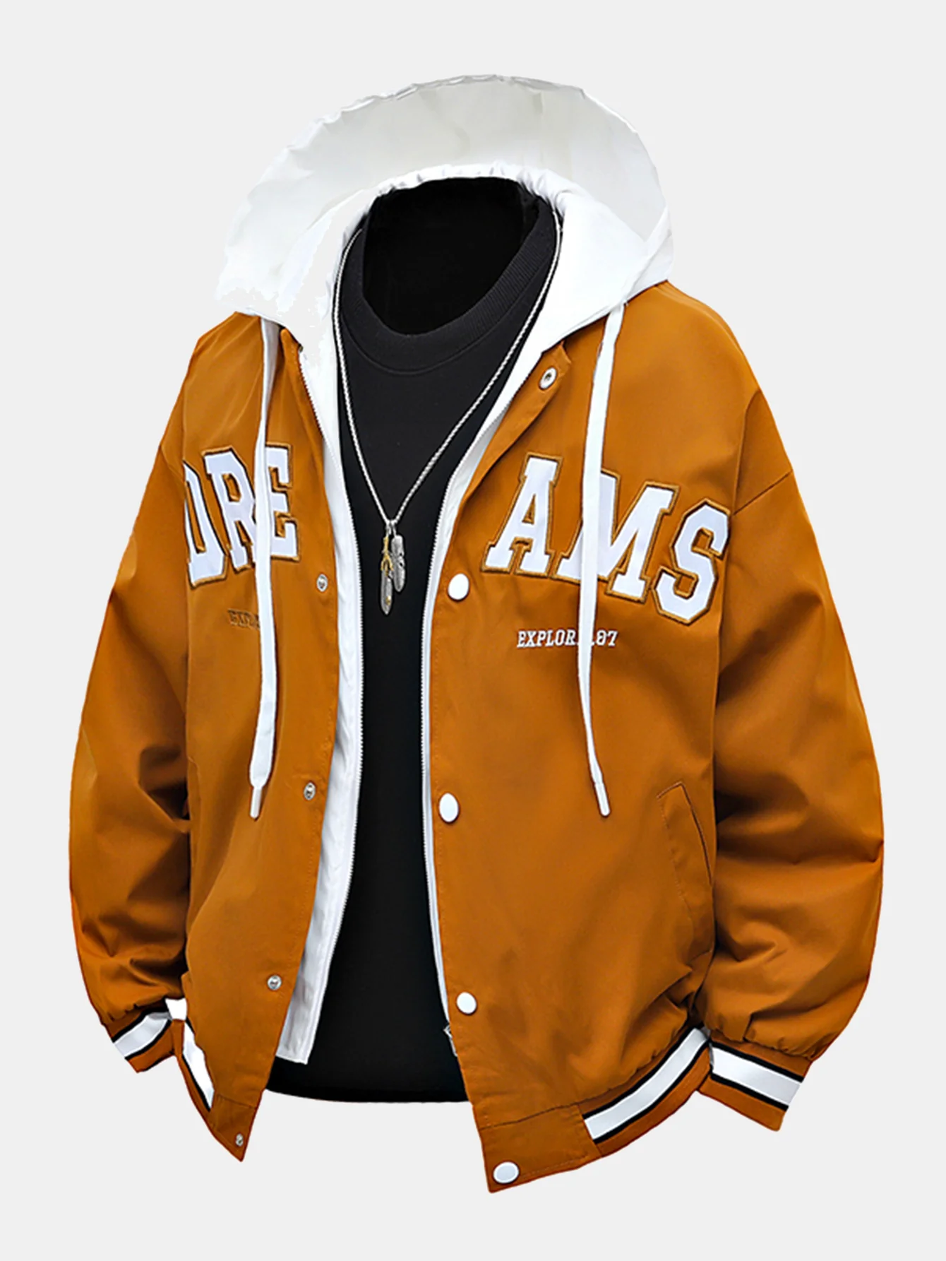 Kontrast 2 in 1 Kapuzen-Baseballjacke - Image 3