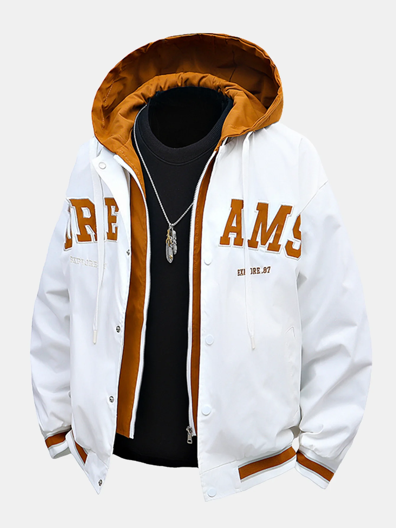 Kontrast 2 in 1 Kapuzen-Baseballjacke - Image 5