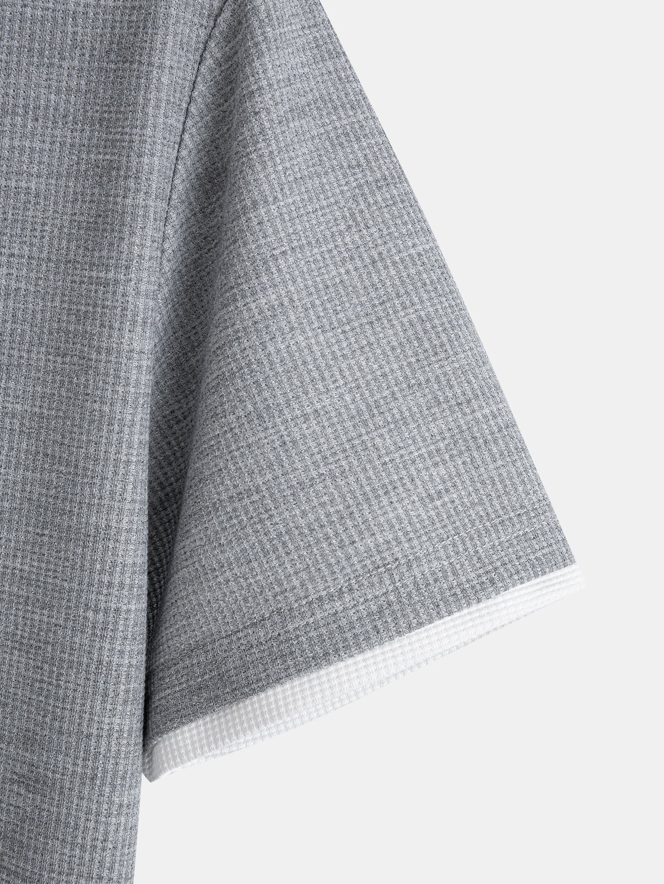 Contrast Button-Placket Waffle Hooded T-Shirt & 2 In 1 Waffle 7″‌ Shorts - Image 12