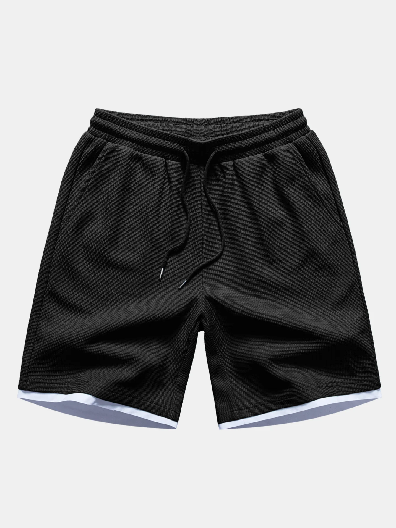 Relax Fit 2 In 1 Waffle Crew Collar T-Shirt & Waffle 7″ Shorts - Image 9