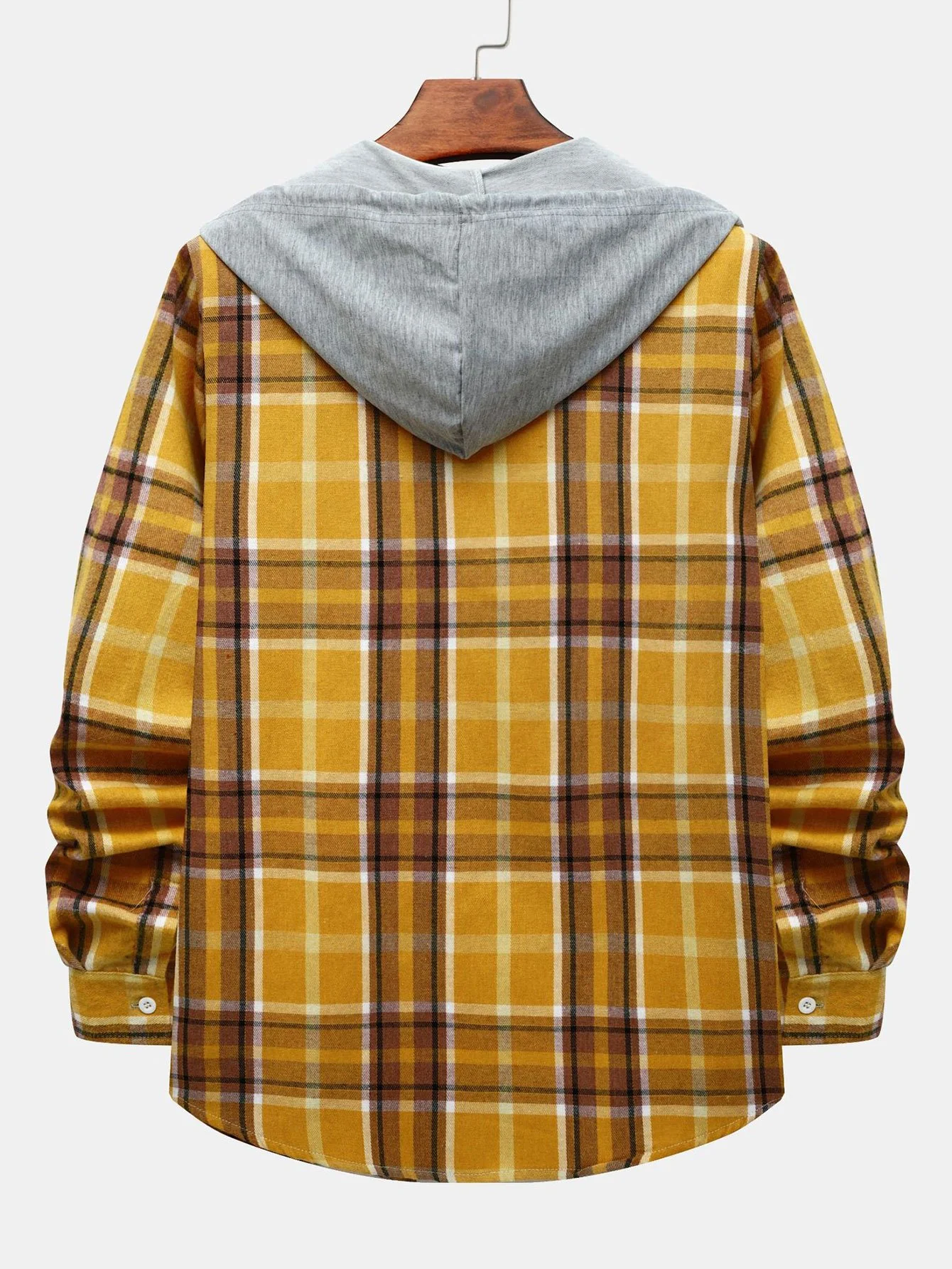 Kontrast Button-Up Kapuzenhemd - Image 2