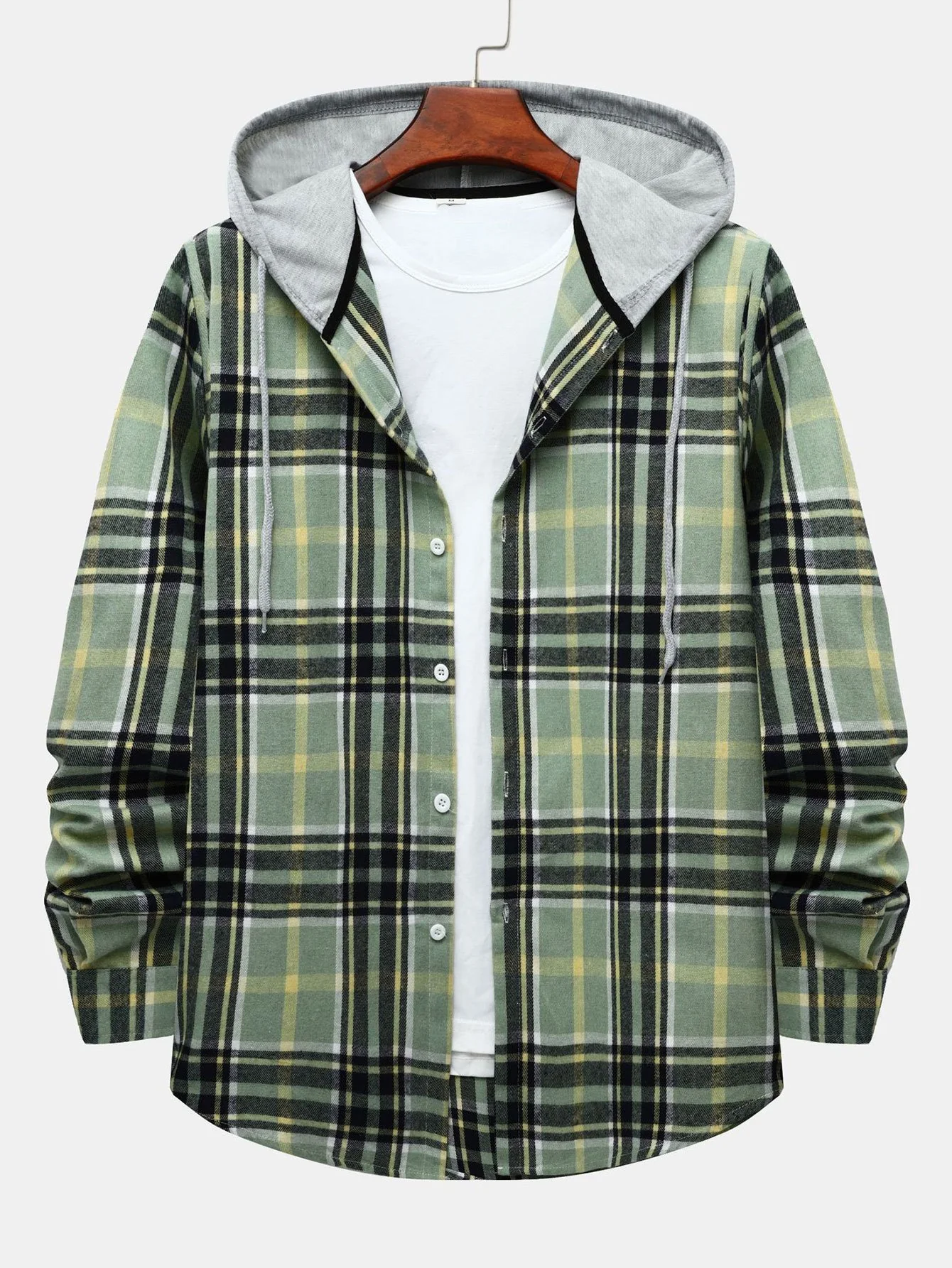 Kontrast Button-Up Kapuzenhemd - Image 3
