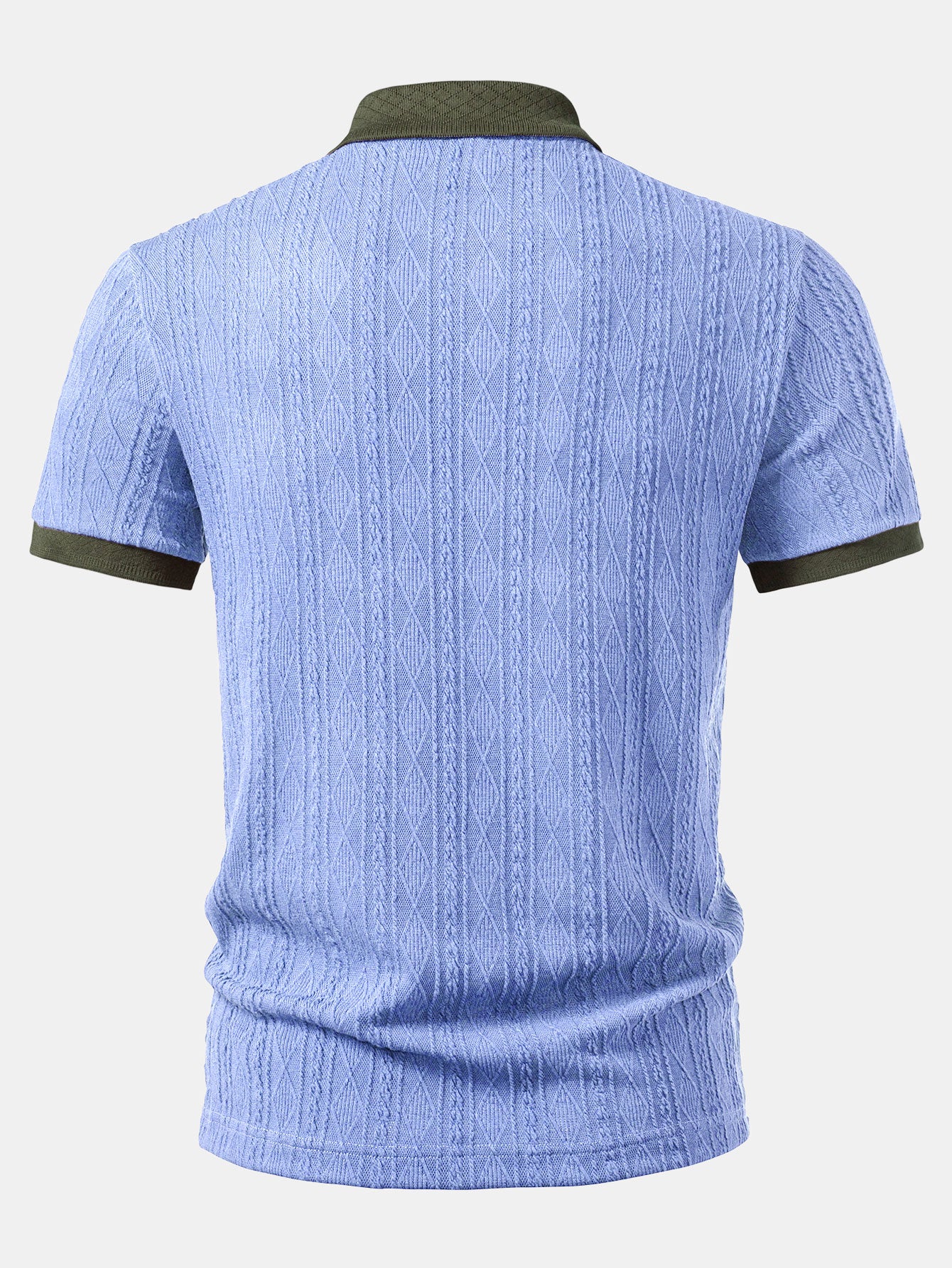Contrast Collar Geometric Jacquard Knit Polo - Image 10