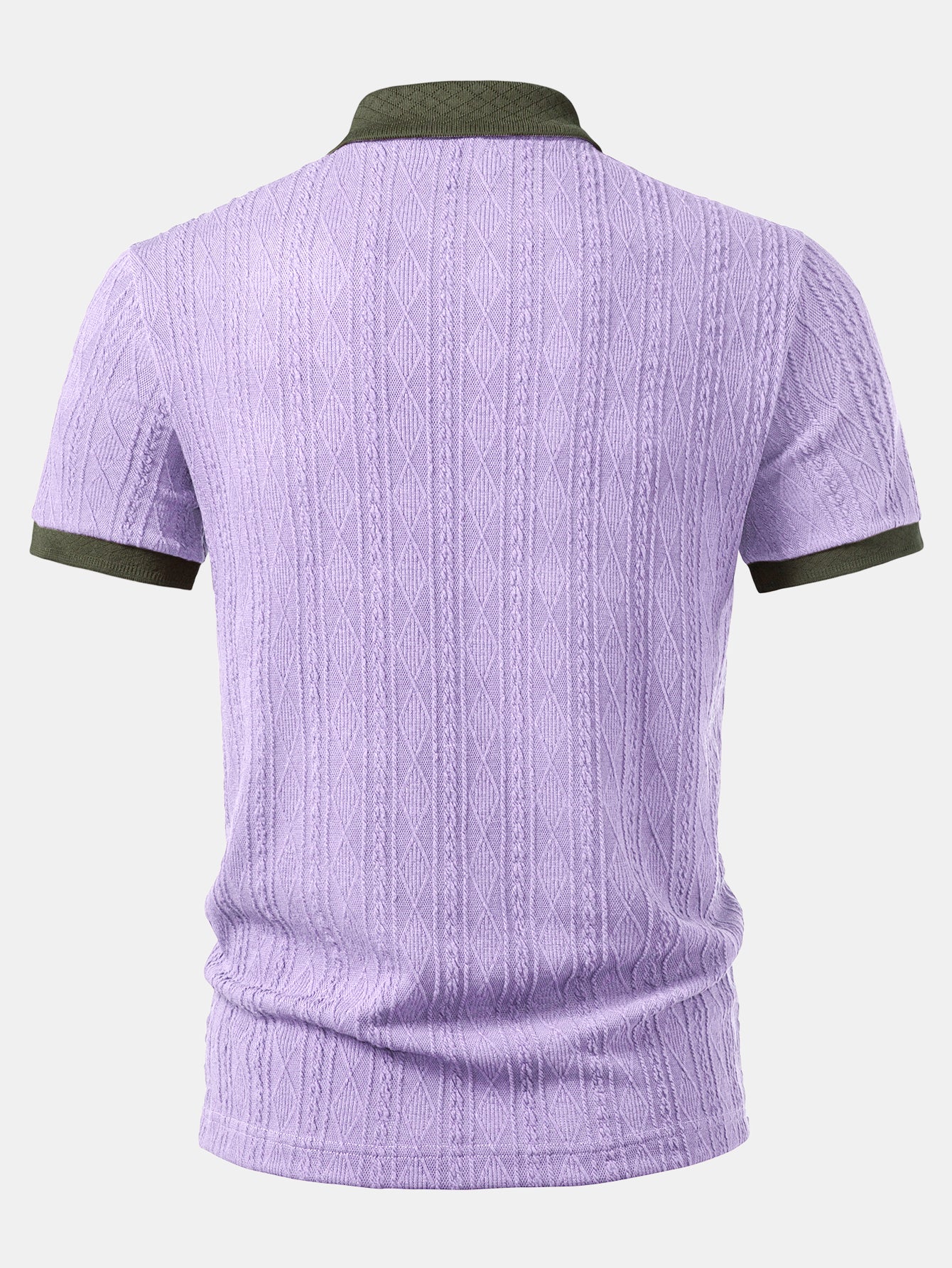 Contrast Collar Geometric Jacquard Knit Polo - Image 12