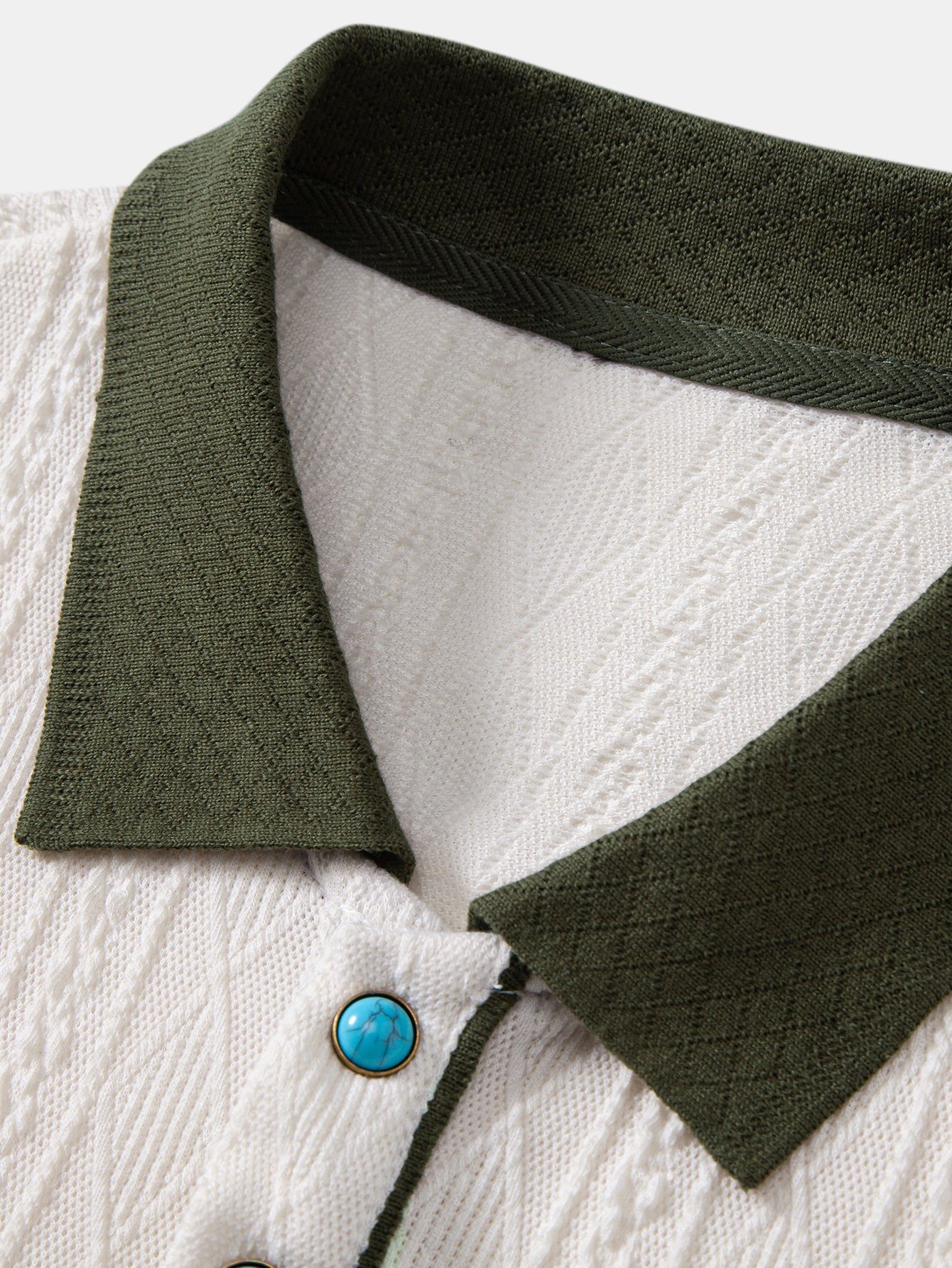 Contrast Collar Geometric Jacquard Knit Polo - Image 13