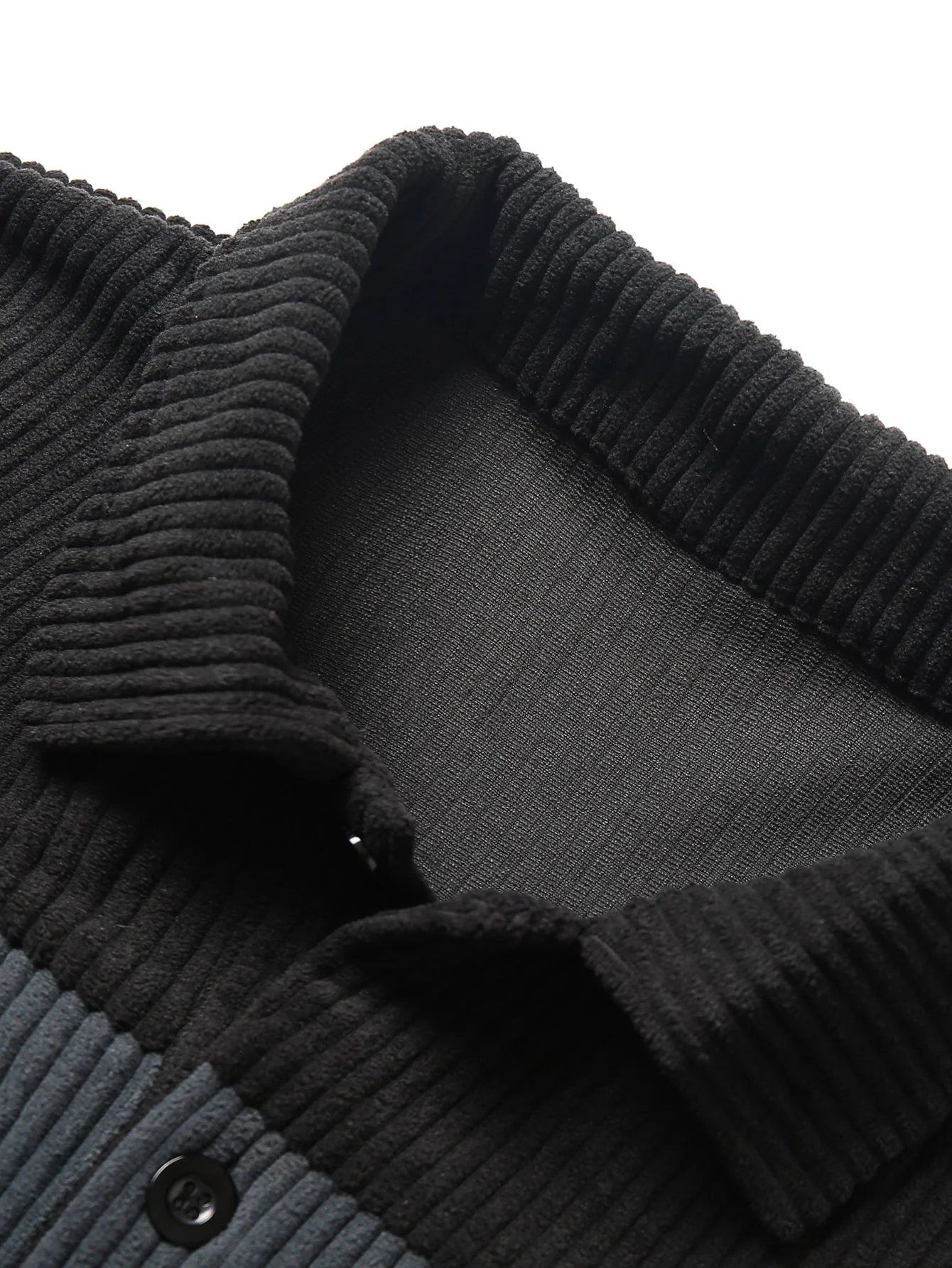 Contrast Corduroy Polo Sweatshirt - Image 4