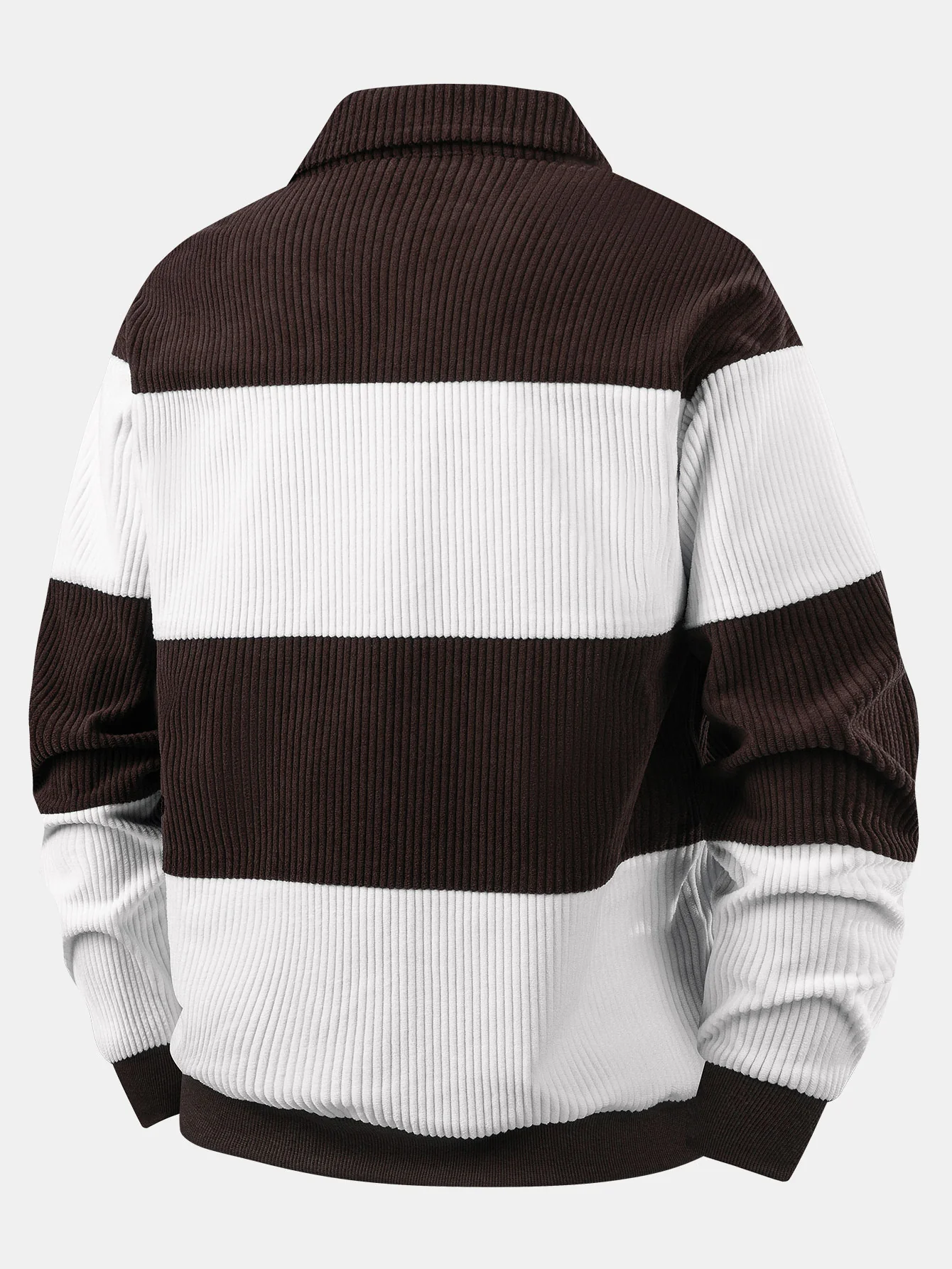 Contrast Corduroy Polo Sweatshirt - Image 3