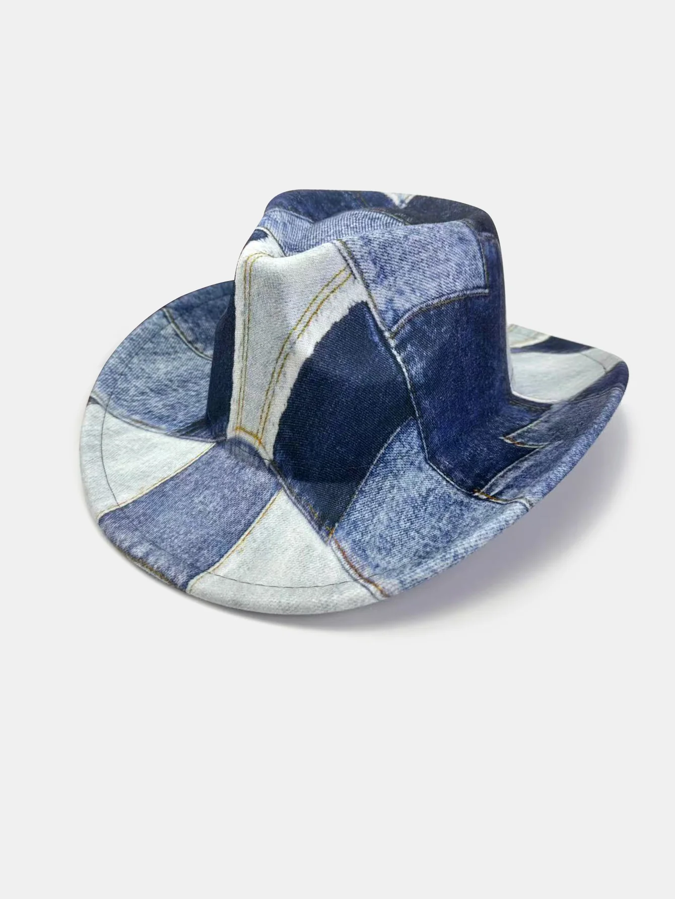 Kontrast Denim Western Cowboy Hut - Image 5