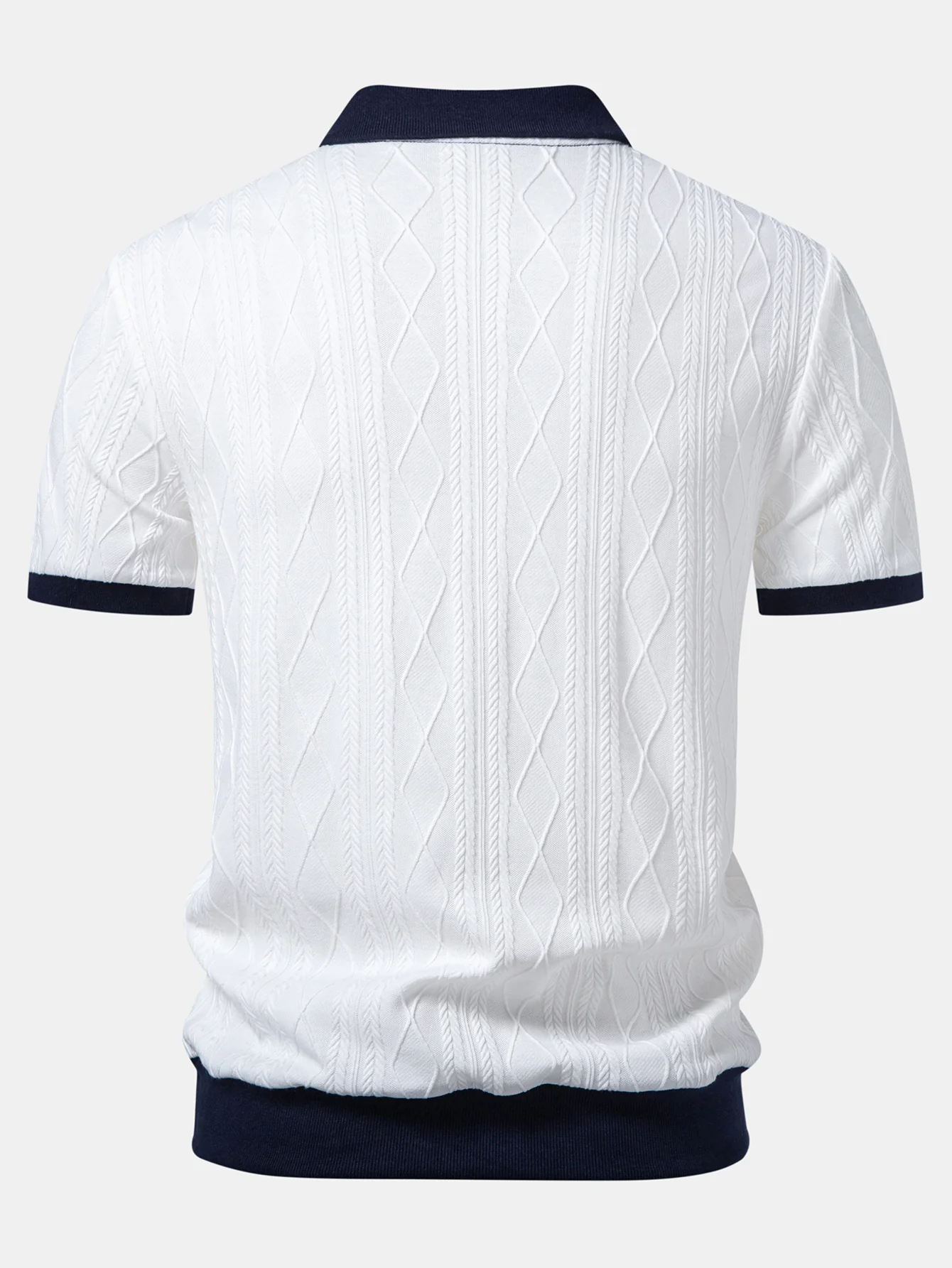 Contrast Geometry Jacquard Knit Polo - Image 2