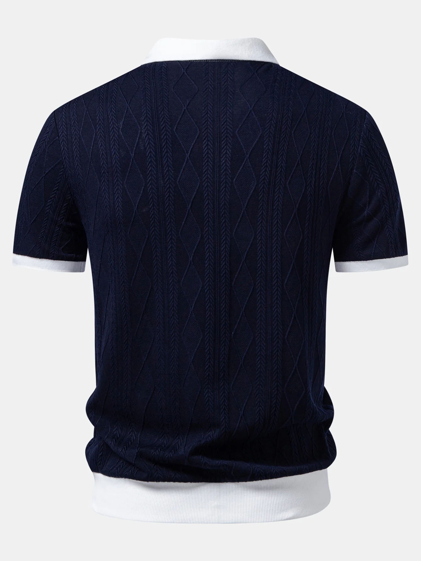 Contrast Geometry Jacquard Knit Polo - Image 4