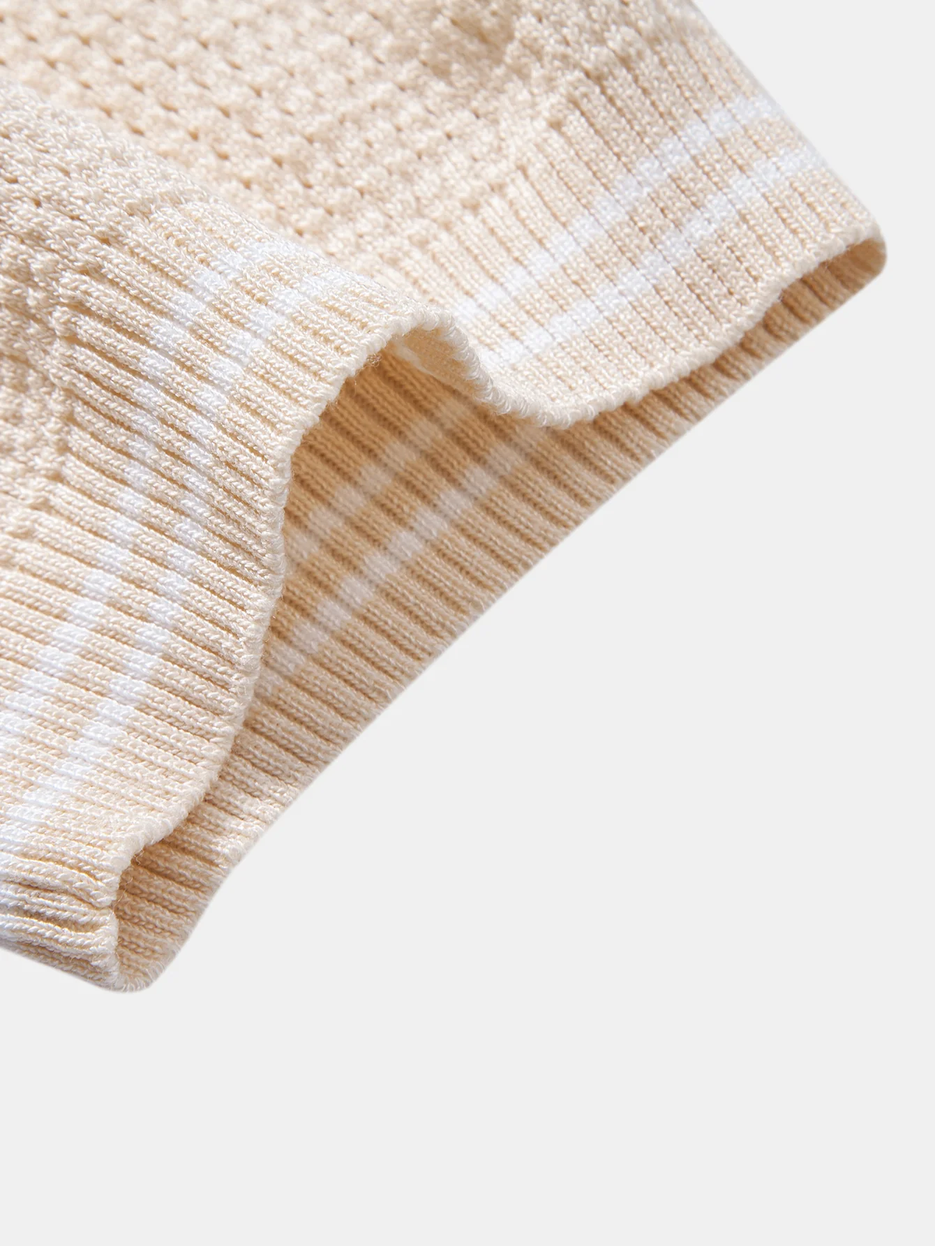 Contrast Johnny Collar Open Knit Polo - Image 9