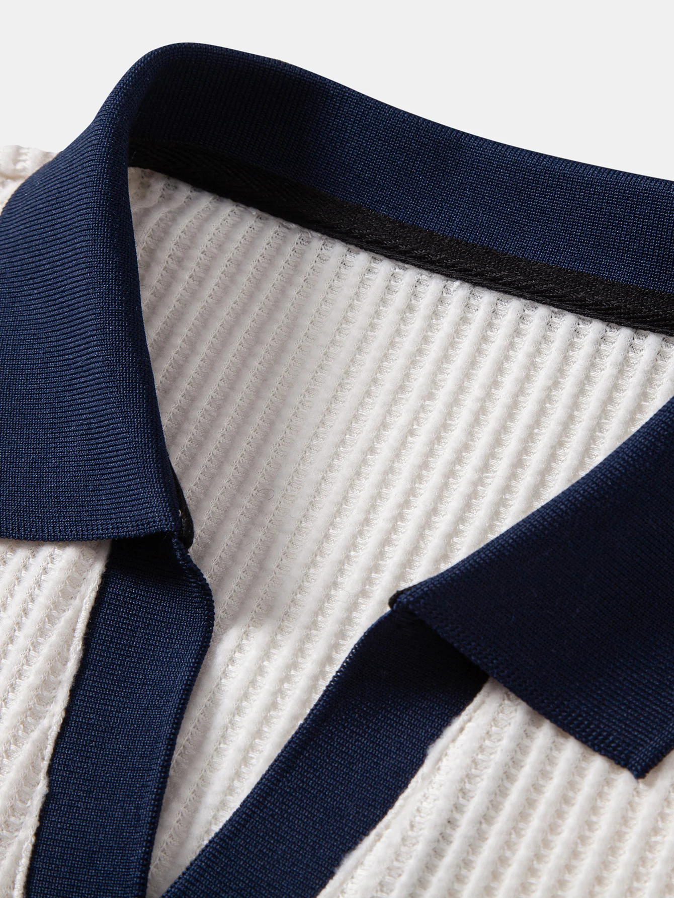 Contrast Knit Waffle Johnny Collar Polo & Slim Fit Tapered Trousers - Image 18