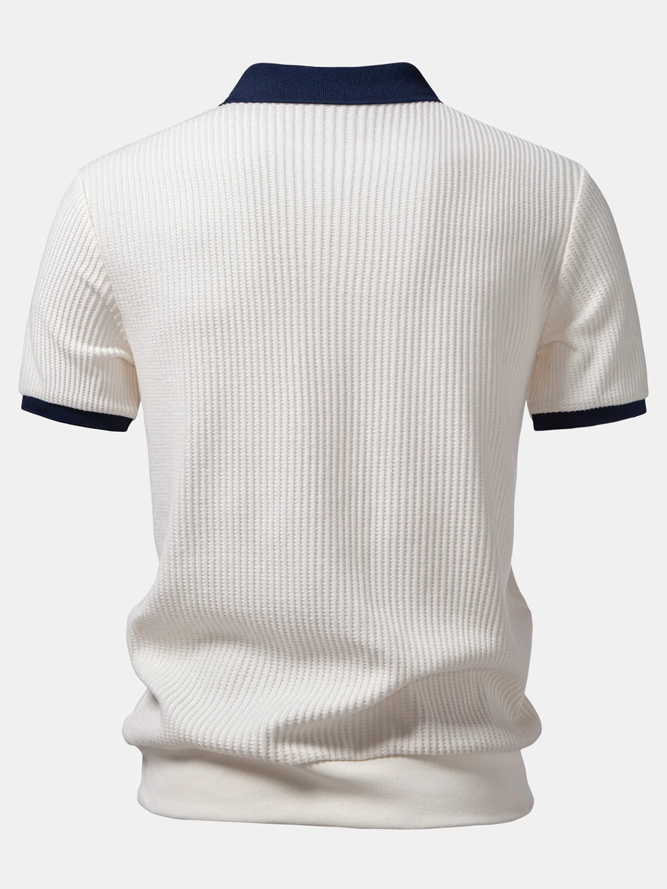 Contrast Knit Waffle Johnny Collar Polo & Slim Fit Tapered Trousers - Image 5