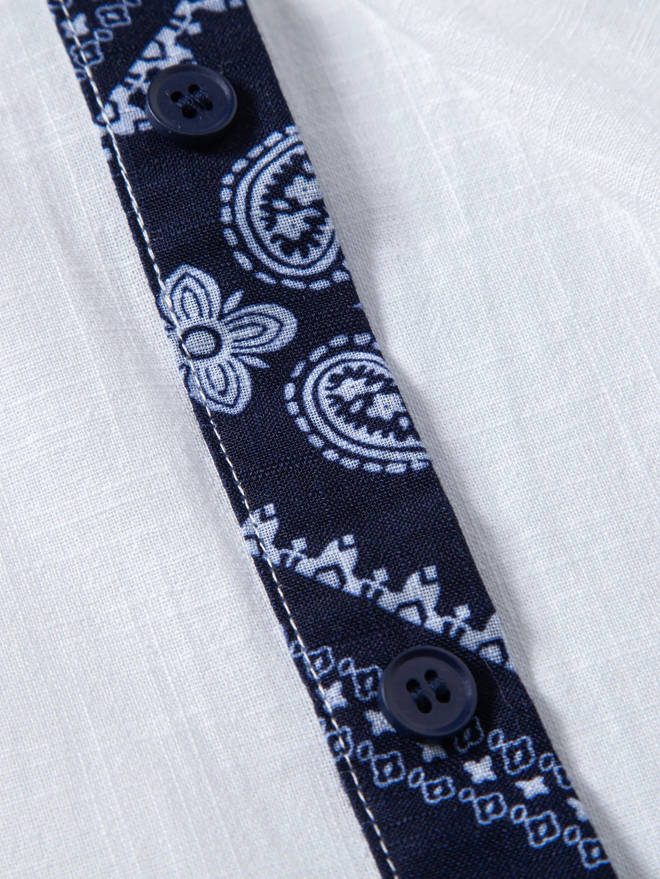 Contrast Paisley Print Linen Look Shirt & Straight Leg Linen Pants - Image 24