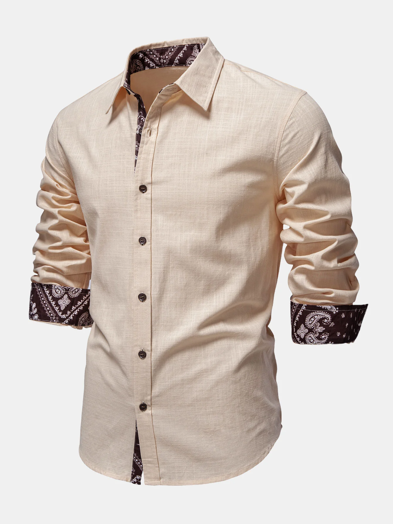 Contrast Paisley Print Linen Look Shirt & Straight Leg Linen Pants - Image 5
