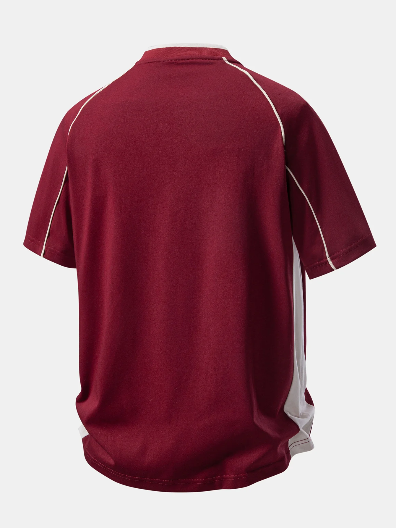 Contrast Piping V-Neck Raglan Sleeve T-Shirt - Image 2