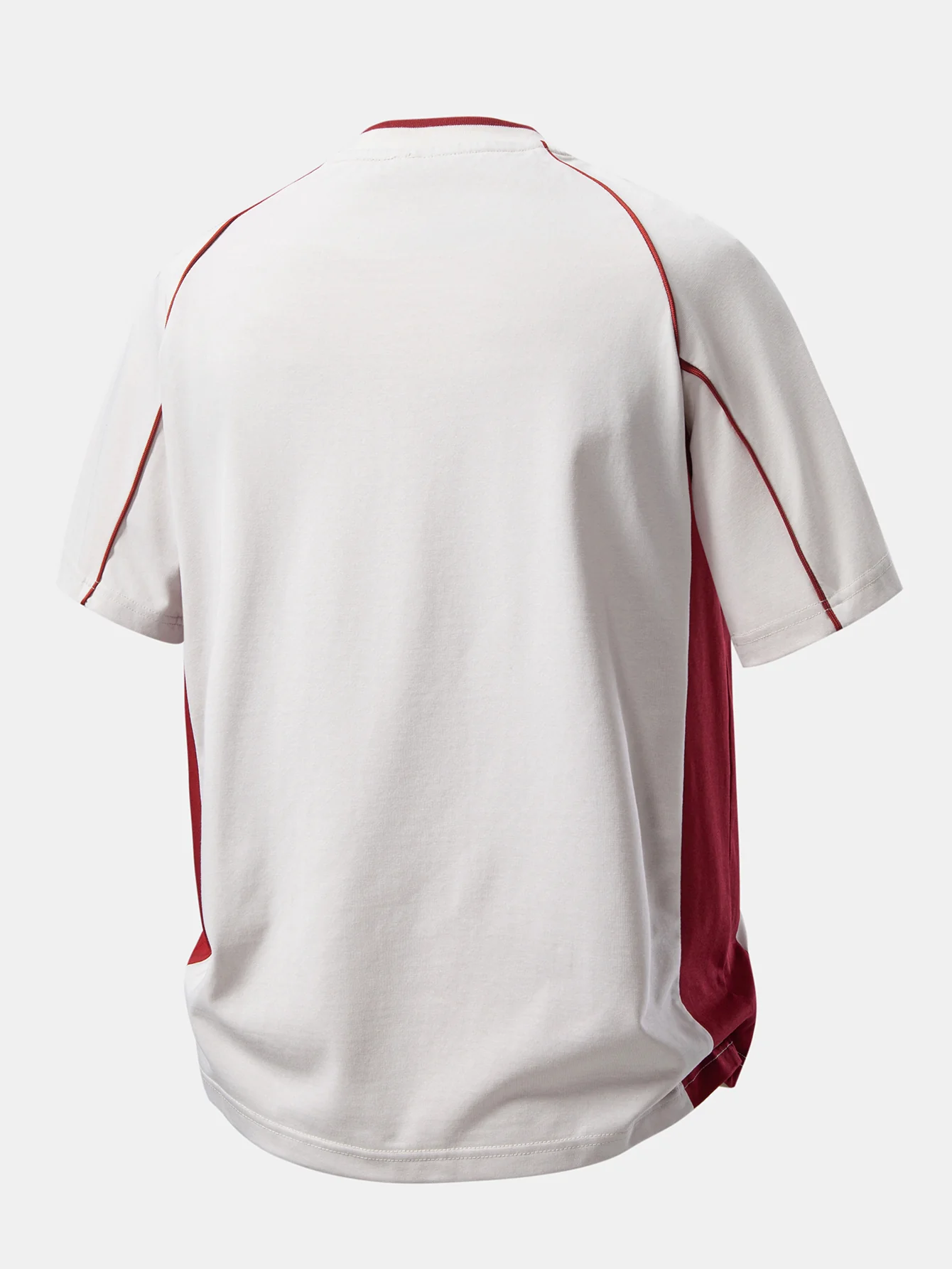 Contrast Piping V-Neck Raglan Sleeve T-Shirt - Image 4