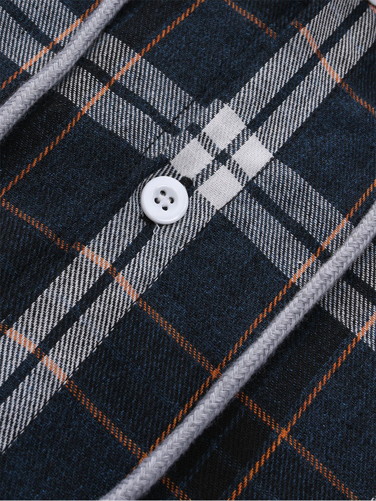 Kontrastkariertes Button-Up Hoodie-Shirt - Image 4