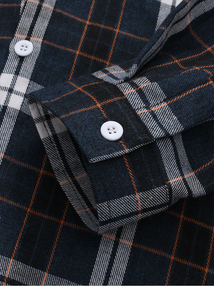 Kontrastkariertes Button-Up Hoodie-Shirt - Image 5