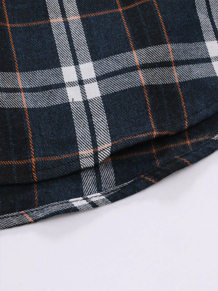 Kontrastkariertes Button-Up Hoodie-Shirt - Image 6