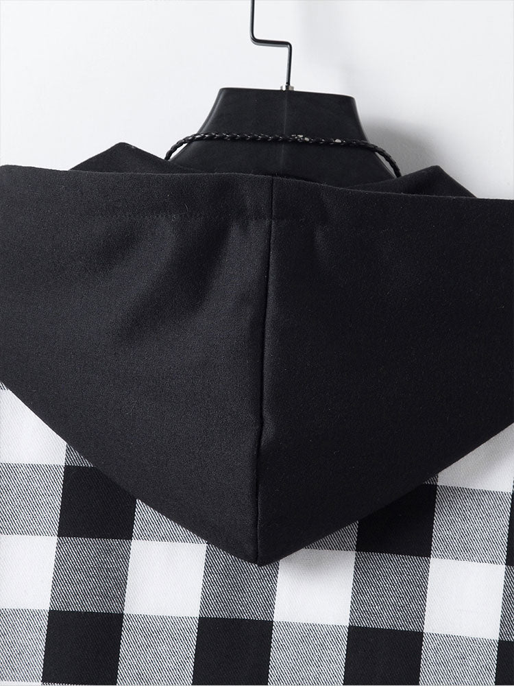 Kontrastkariertes Kapuzenshirt mit Kordelzug - Image 5