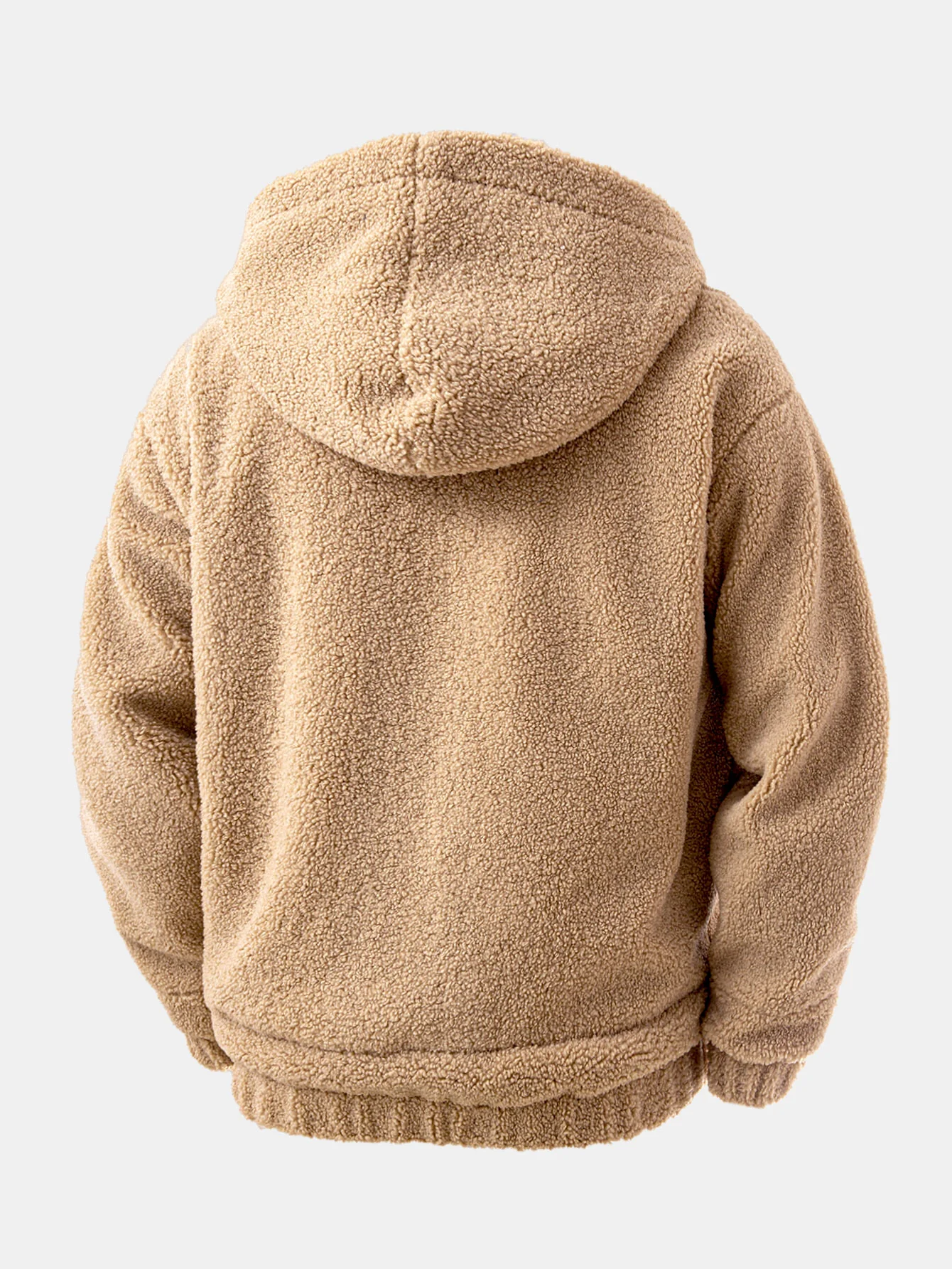Contrast Plaid Teddy Zip-Up Hoodie - Image 2