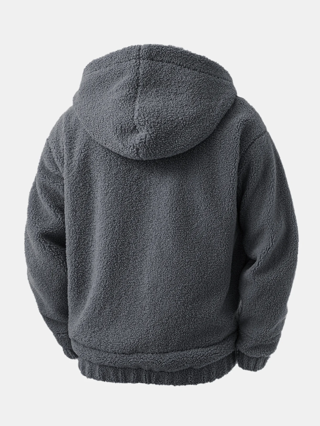 Contrast Plaid Teddy Zip-Up Hoodie - Image 4