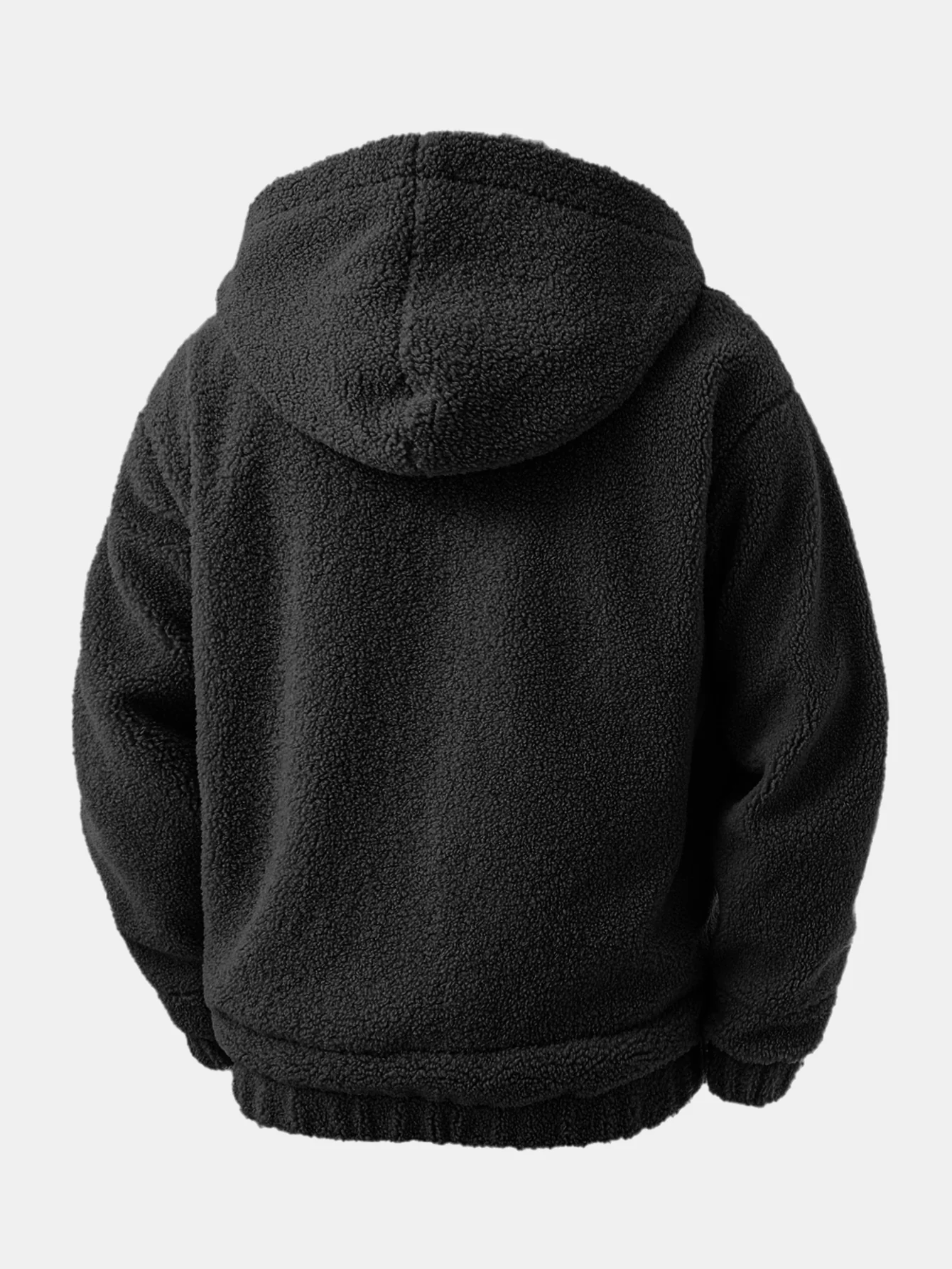 Contrast Plaid Teddy Zip-Up Hoodie - Image 6