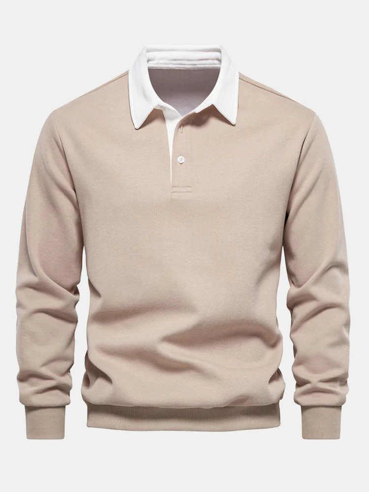 Kontrast-Polo-Kragen-Sweatshirt - Image 3