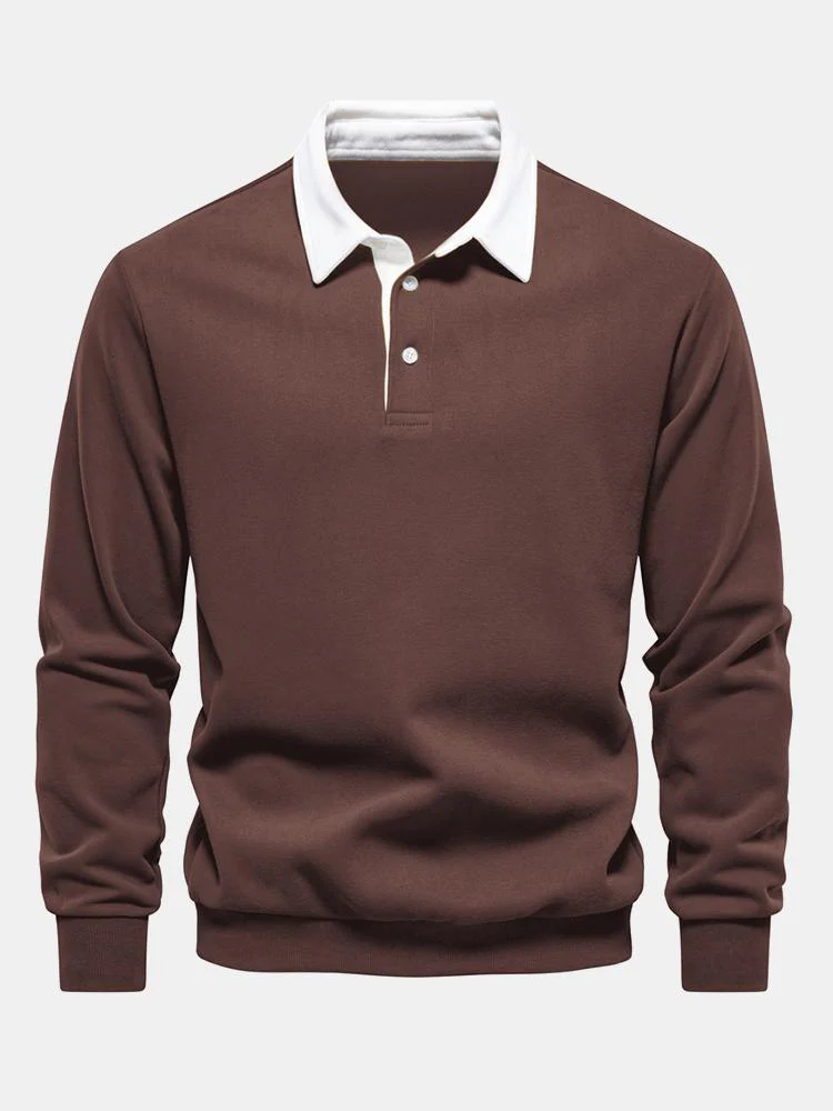Kontrast-Polo-Kragen-Sweatshirt - Image 4