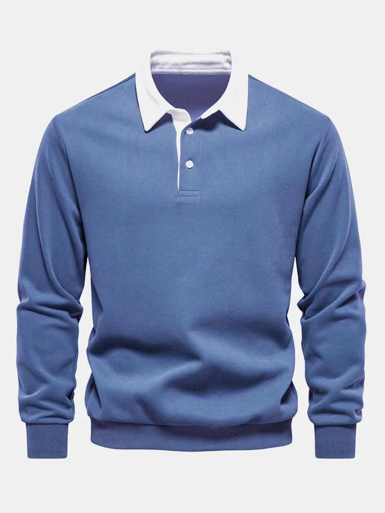 Kontrast-Polo-Kragen-Sweatshirt - Image 5