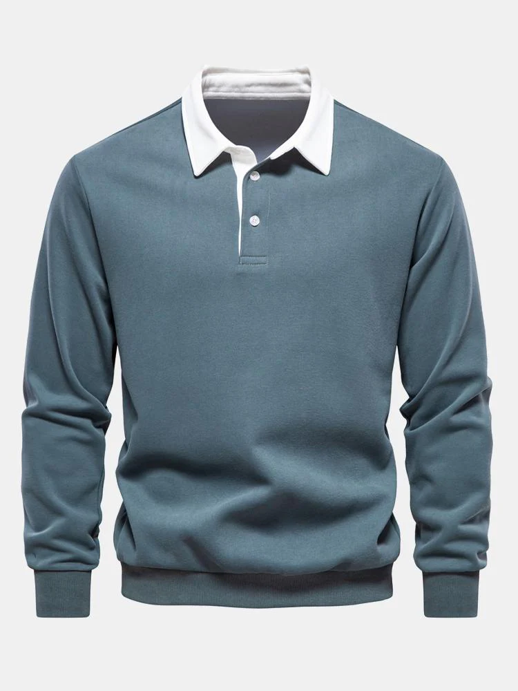 Kontrast-Polo-Kragen-Sweatshirt - Image 6