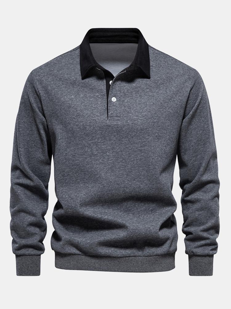 Kontrast-Polo-Kragen-Sweatshirt - Image 7