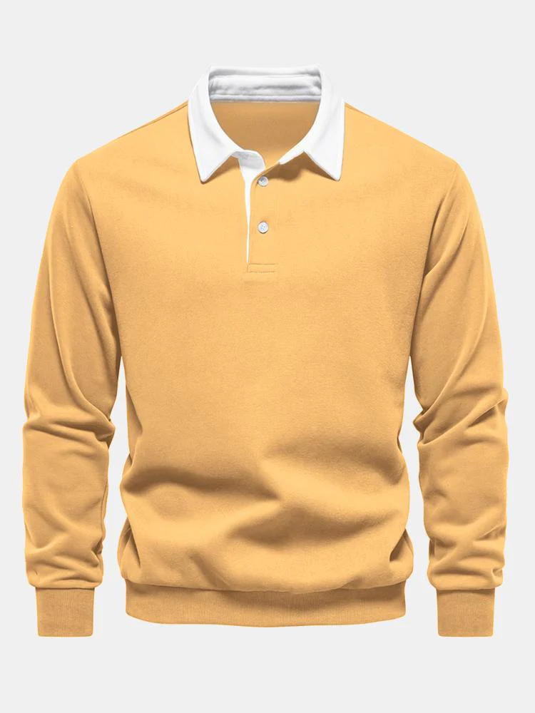 Kontrast-Polo-Kragen-Sweatshirt - Image 8