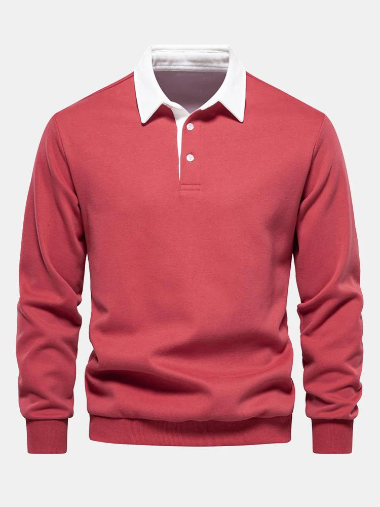 Kontrast-Polo-Kragen-Sweatshirt - Image 9