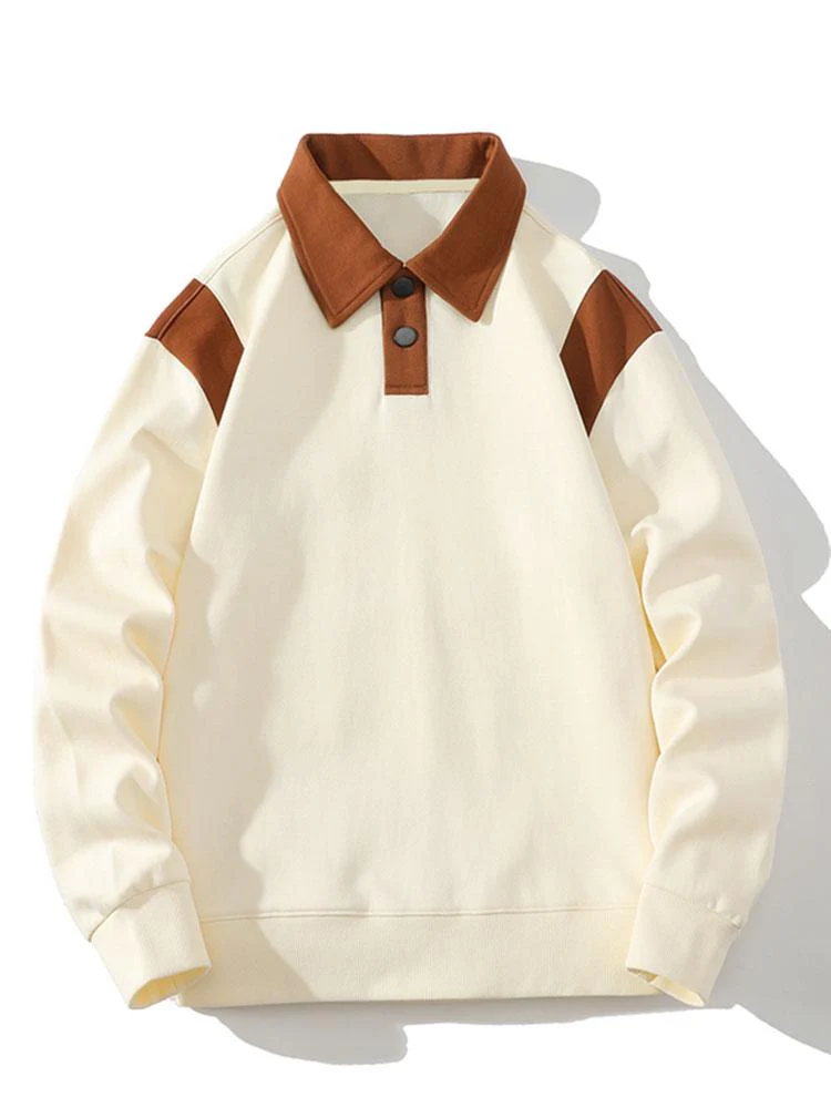 Kontrast Polo Sweatshirt - Image 3