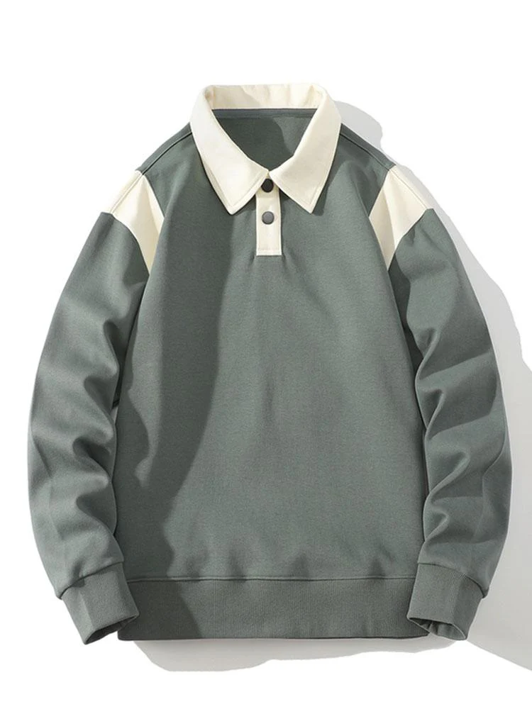 Kontrast Polo Sweatshirt - Image 4