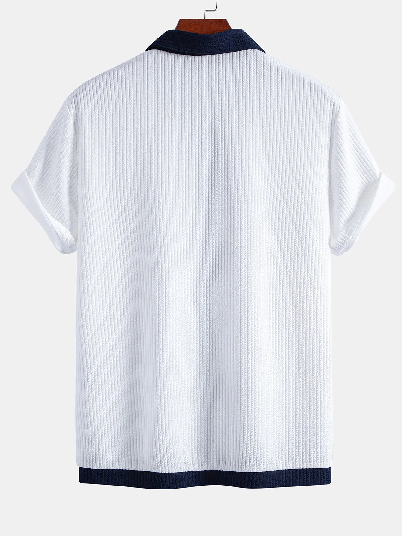 Contrast Ribbed Button Up Shirt - Image 2