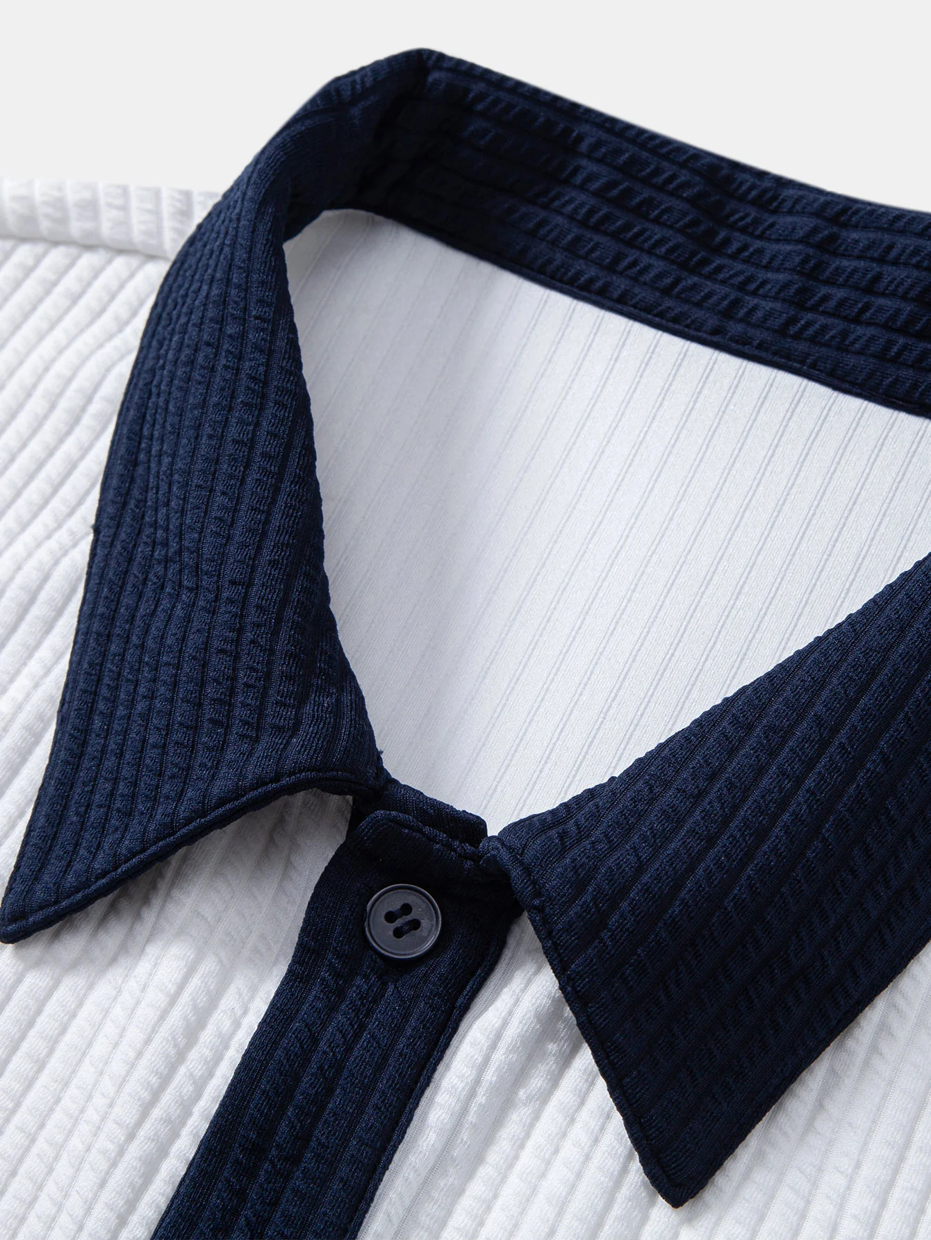 Contrast Ribbed Button Up Shirt - Image 5