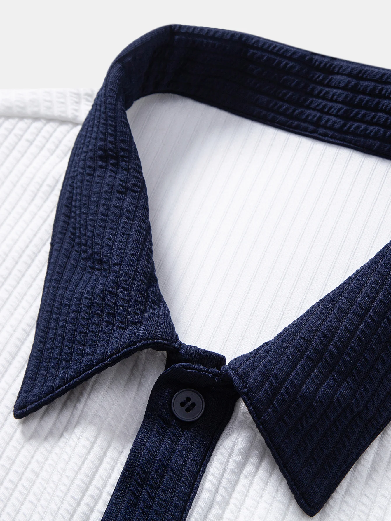 Contrast Ribbed Button Up Shirt - Image 5