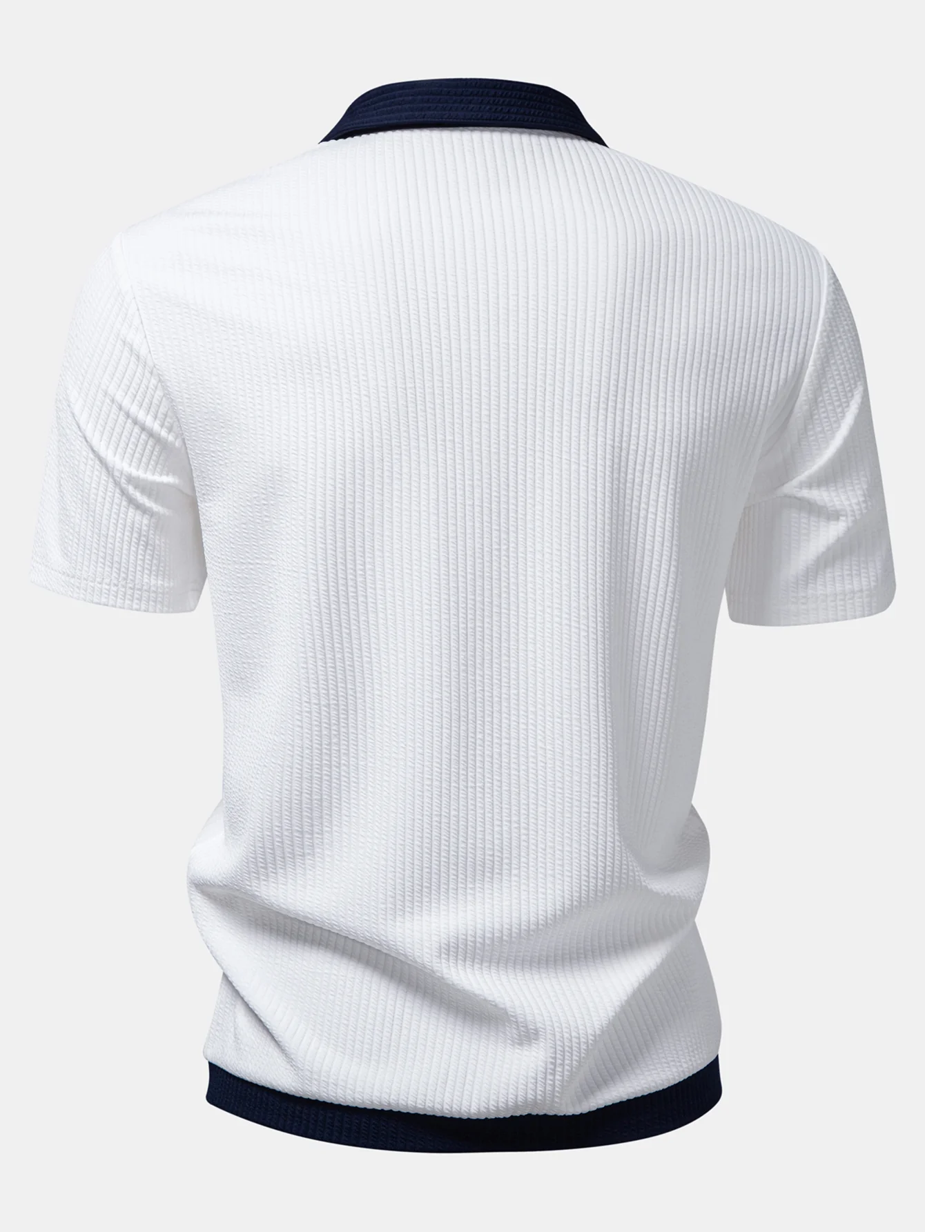 Contrast Ribbed Button Up Shirt - Image 2