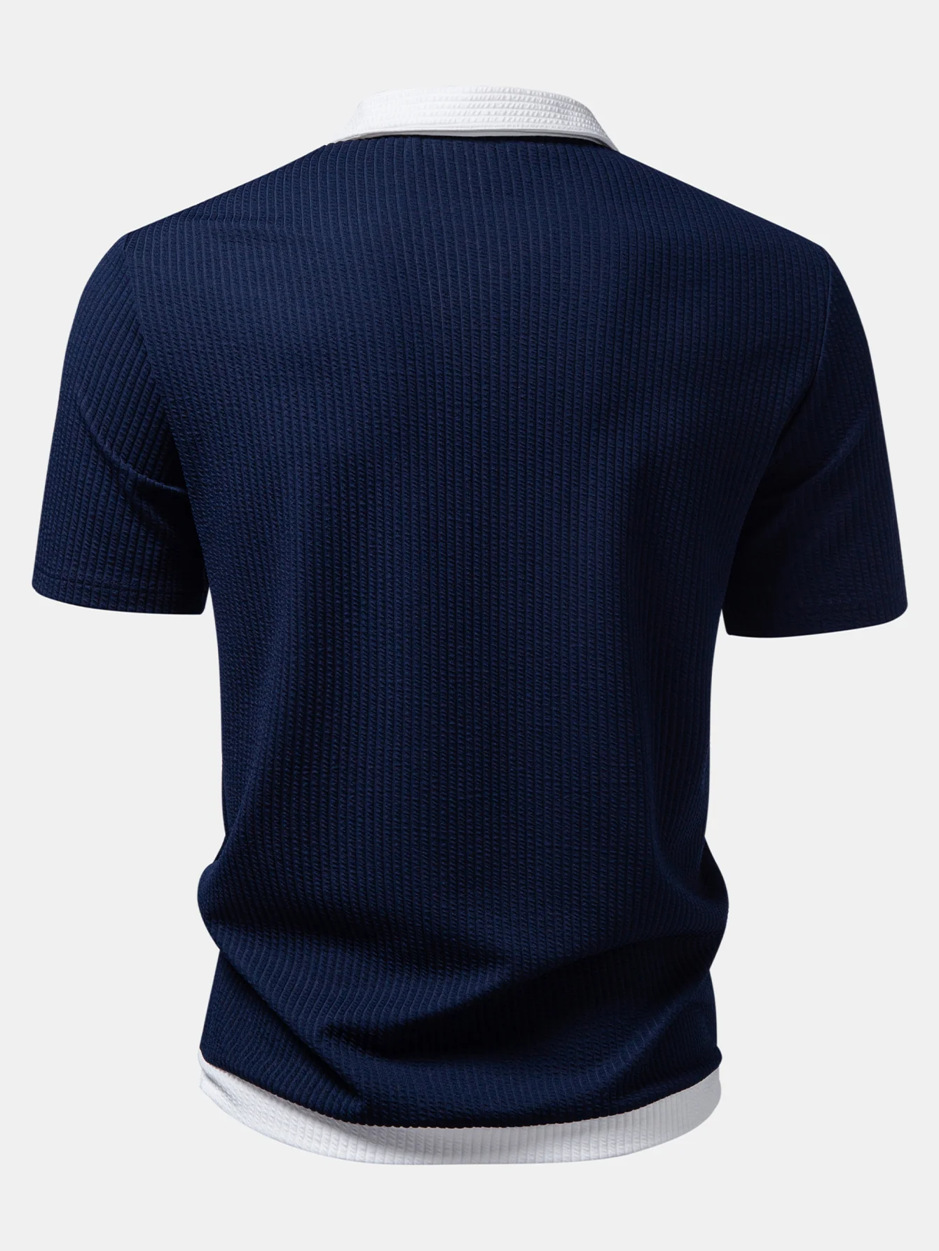 Contrast Ribbed Button Up Shirt - Image 4