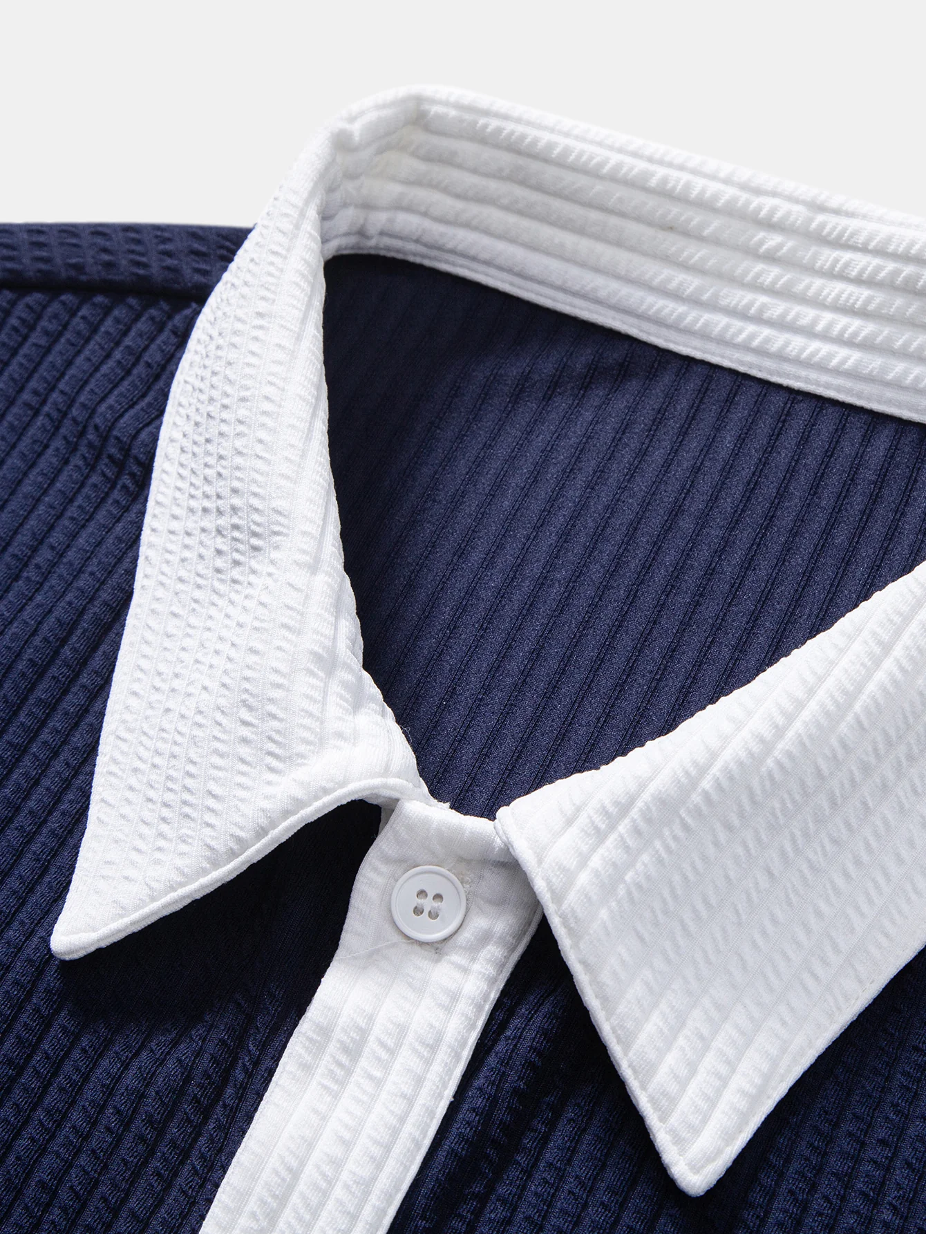 Contrast Ribbed Button Up Shirt - Image 9