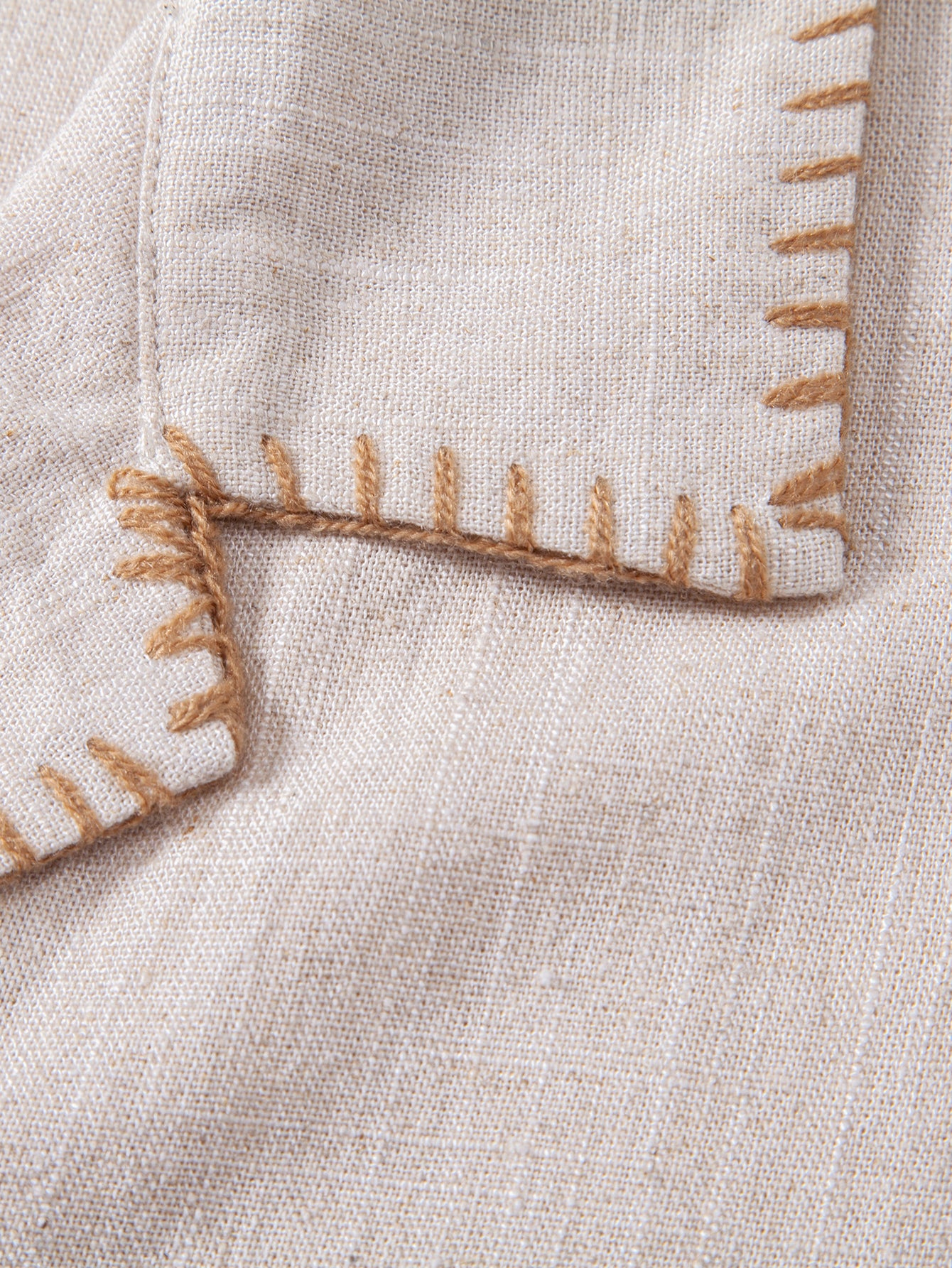 Contrast Stitching Linen Rayon Blend Cuban Shirt & Straight Leg Linen Pants - Image 17