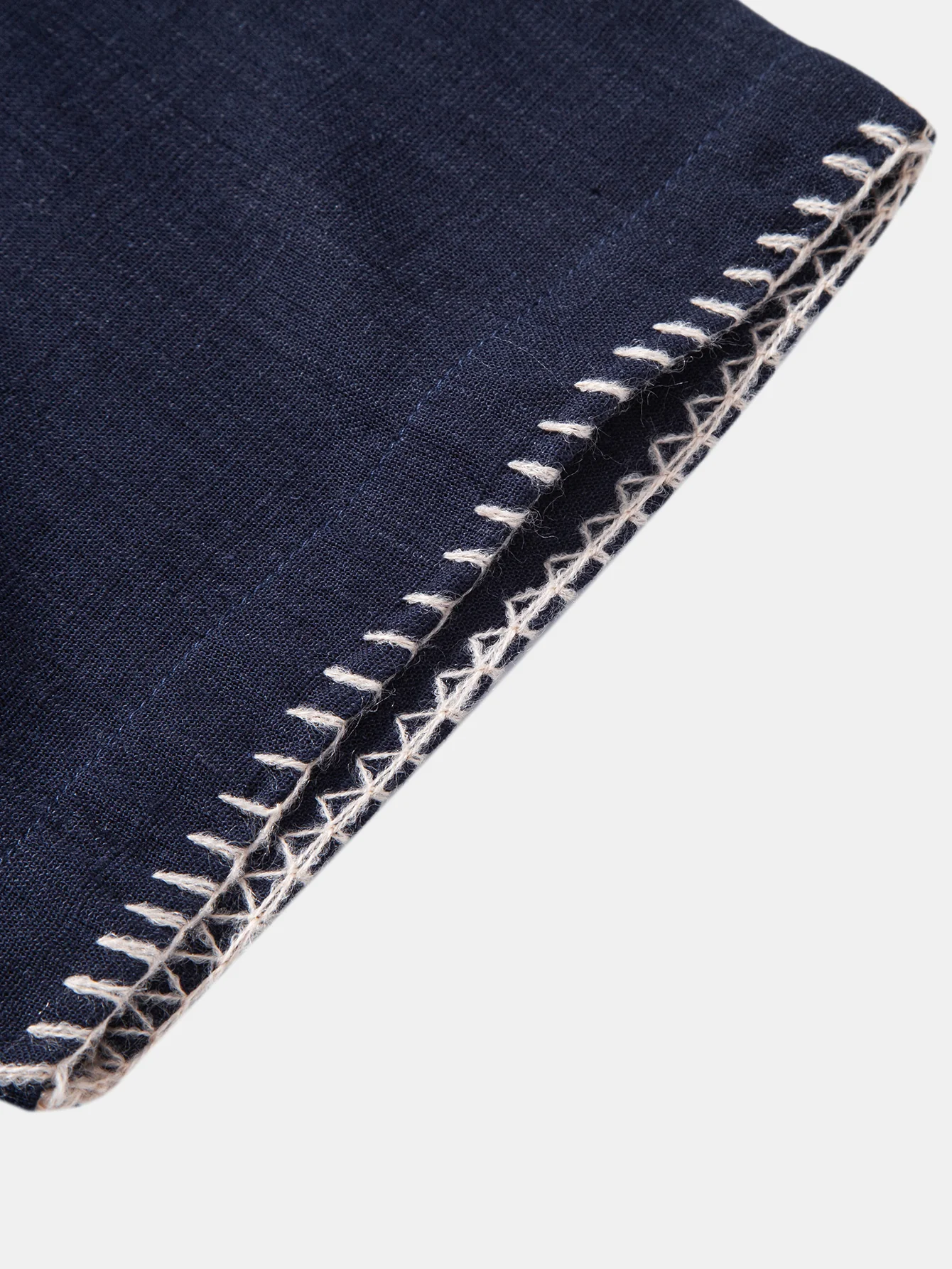 Contrast Stitching Linen Rayon Blend Cuban Shirt & Straight Leg Linen Pants - Image 24
