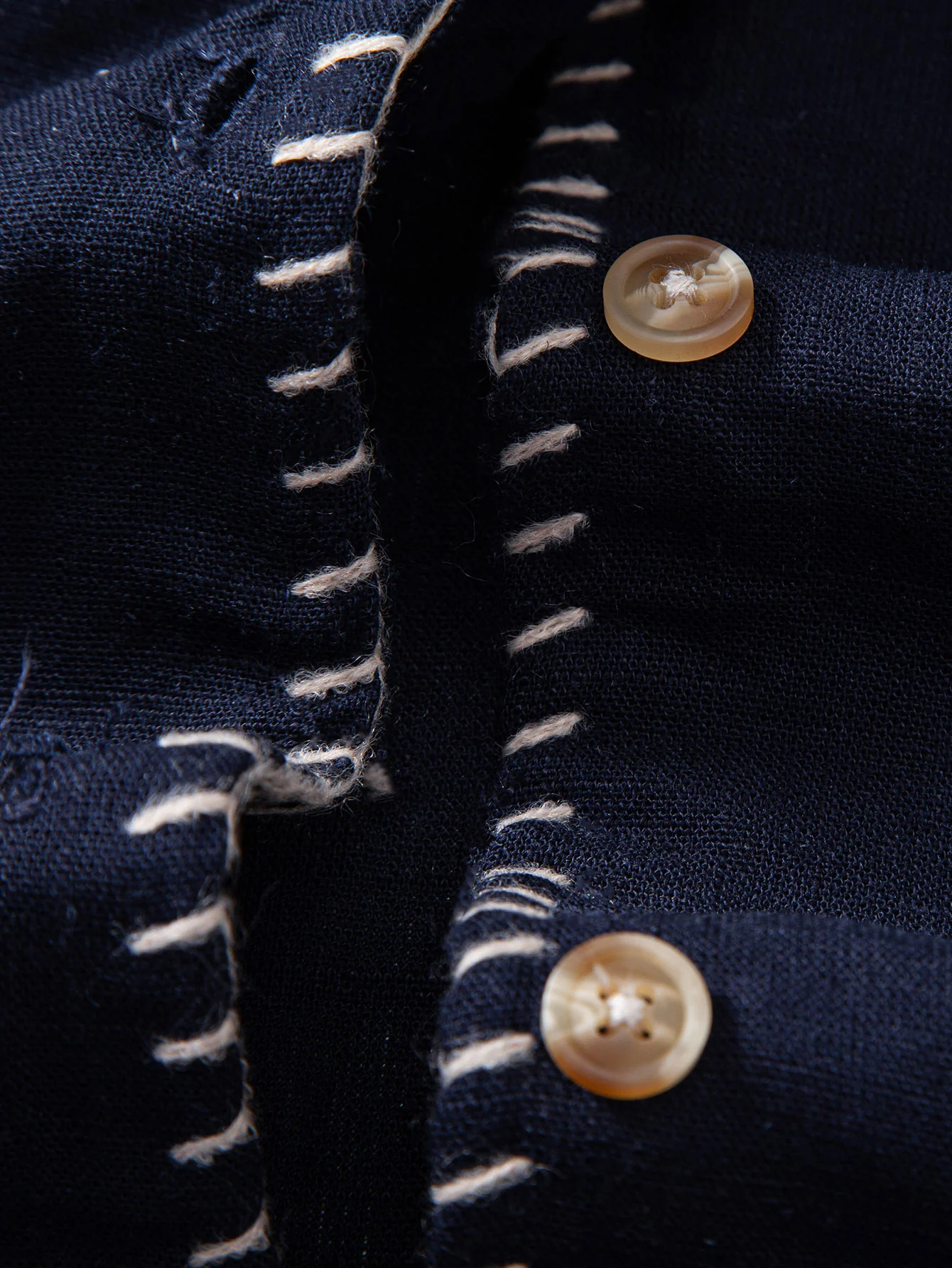 Contrast Stitching Linen Rayon Blend Cuban Shirt & Straight Leg Linen Pants - Image 25